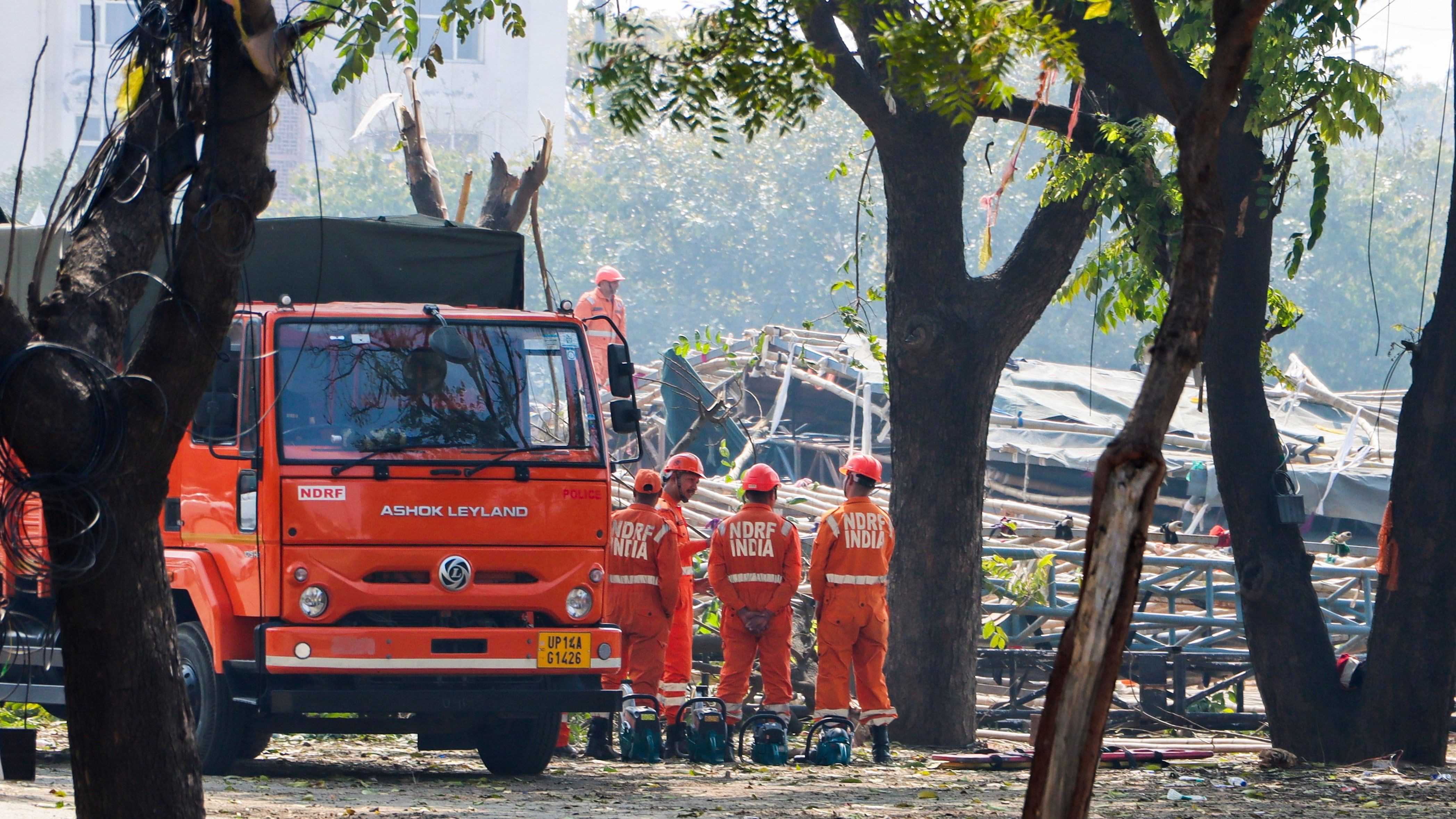 <div class="paragraphs"><p>NDRF team during rescue and relief work after a temporary tent collapsed at JLN Stadium, in New Delhi, Feb. 17, 2024.</p></div>