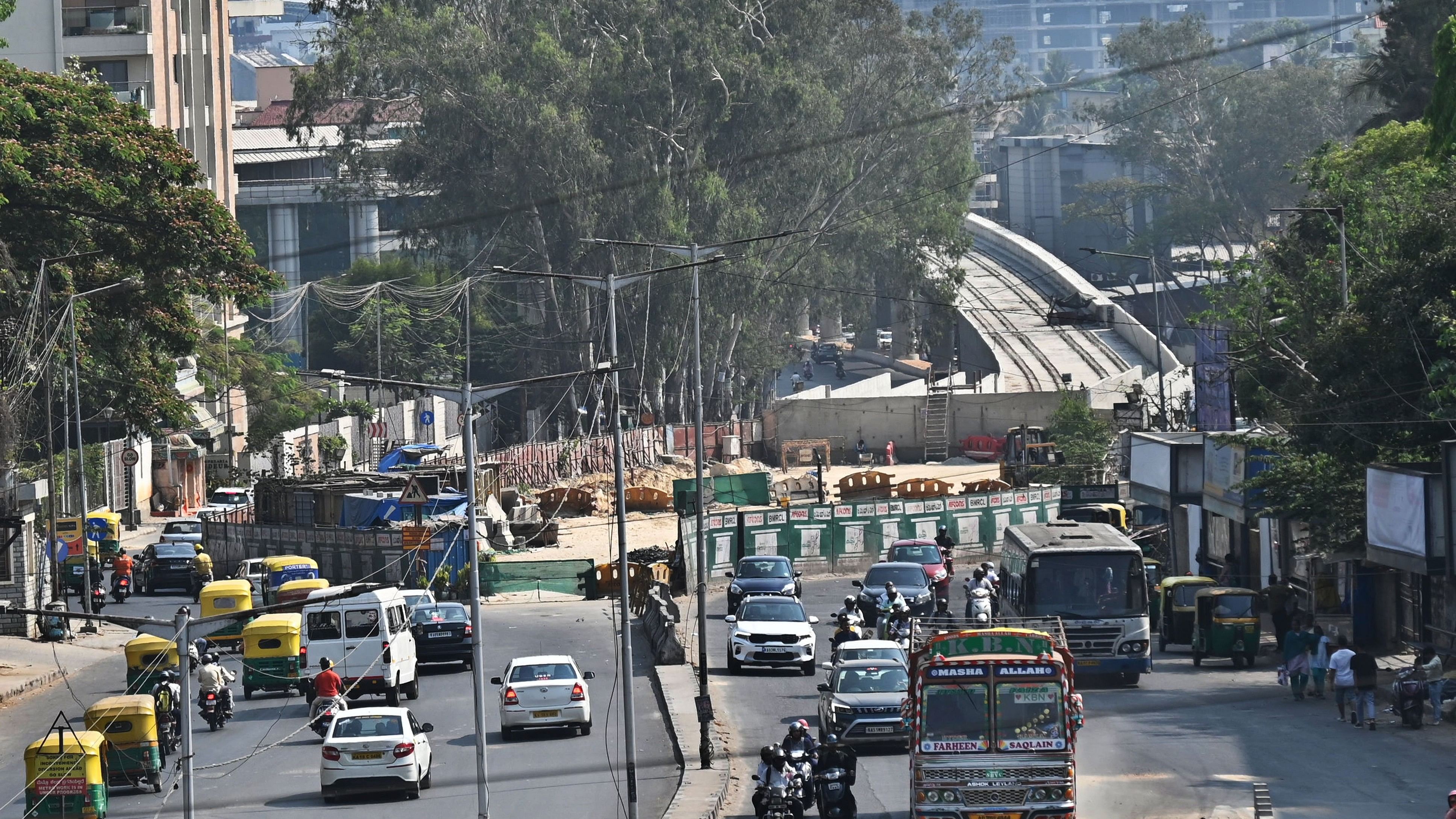 <div class="paragraphs"><p>A view of the ongoing metro work near Dairy Circle on Bannerghatta Road. </p></div>