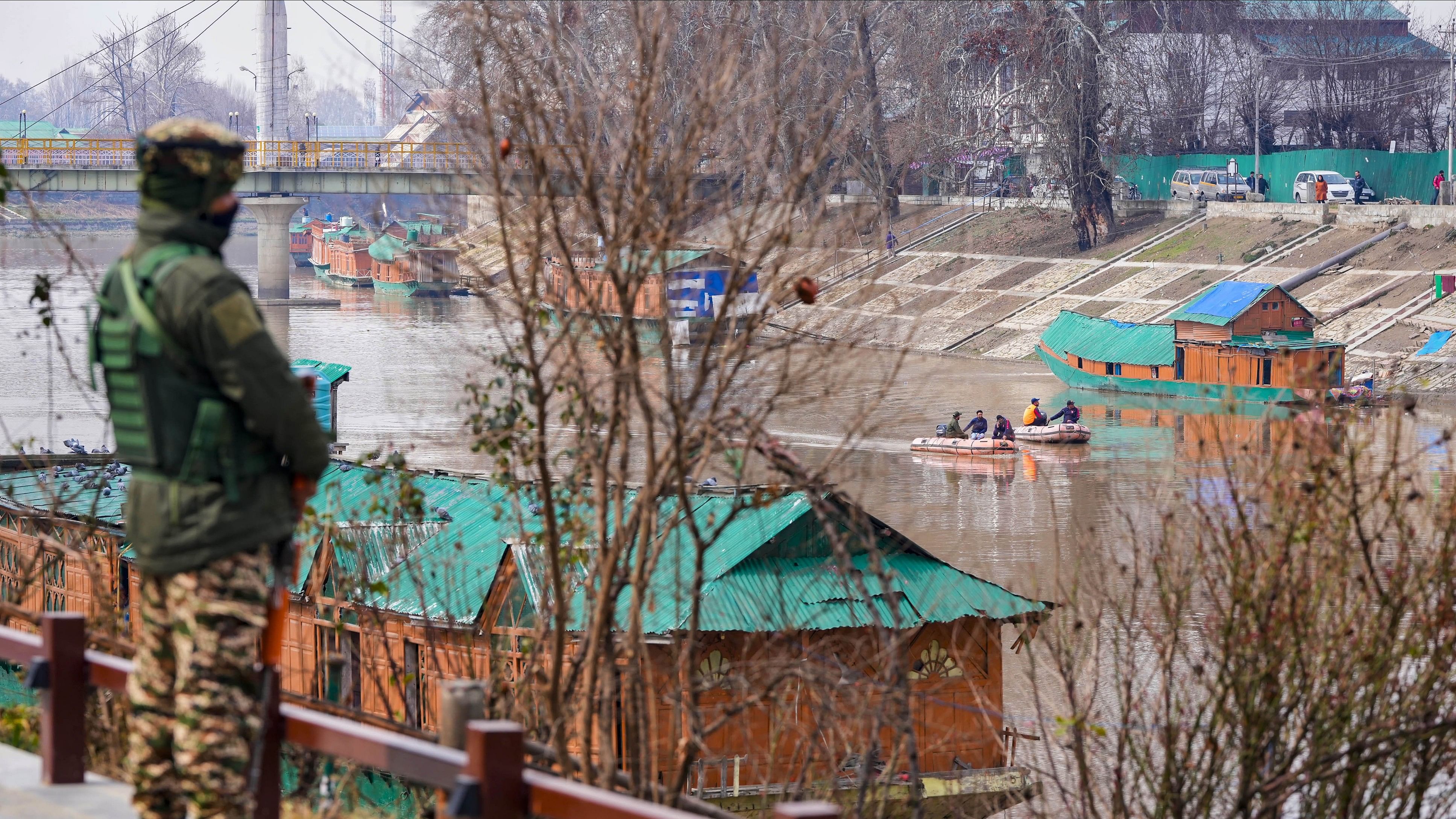 <div class="paragraphs"><p>Jammu &amp; Kashmir Police personnel patrol in Srinagar, Wednesday, March 6, 2024. </p></div>