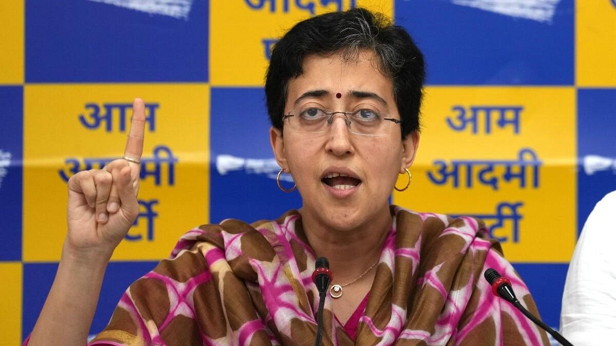 <div class="paragraphs"><p>Delhi Minister and AAP leader Atishi Singh speaks during a press conference.</p></div>