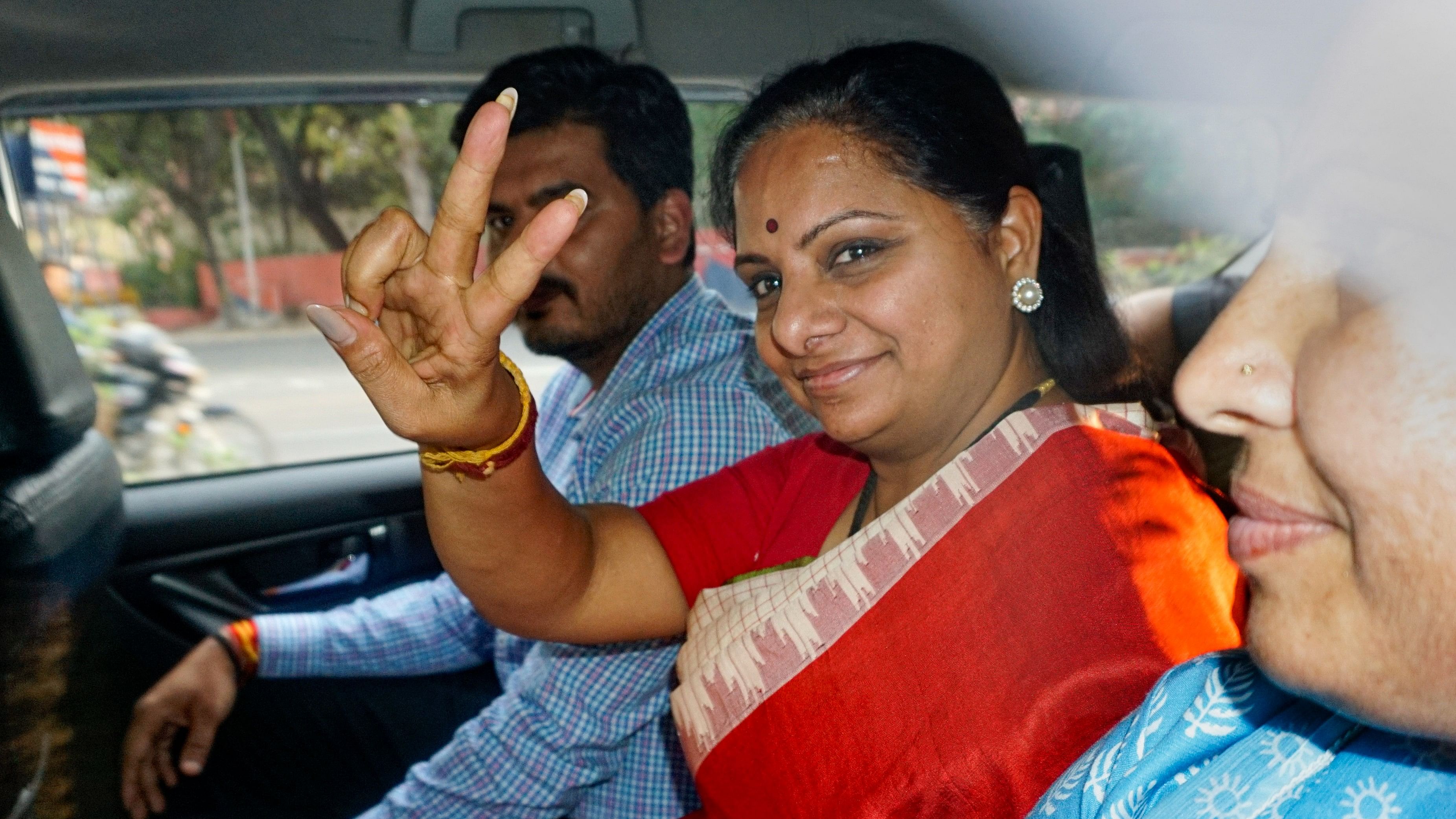 <div class="paragraphs"><p>File photo of&nbsp;BRS leader K Kavitha being taken to the Enforcement Directorate (ED) office.</p></div>