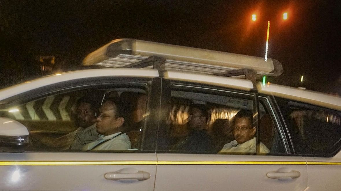 <div class="paragraphs"><p>Delhi Chief Minister Arvind Kejriwal being taken away from his residence after he was arrested by the Enforcement Directorate.</p></div>