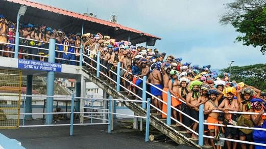 <div class="paragraphs"><p>Lord Ayyappa devotees at Sabarimala.</p></div>