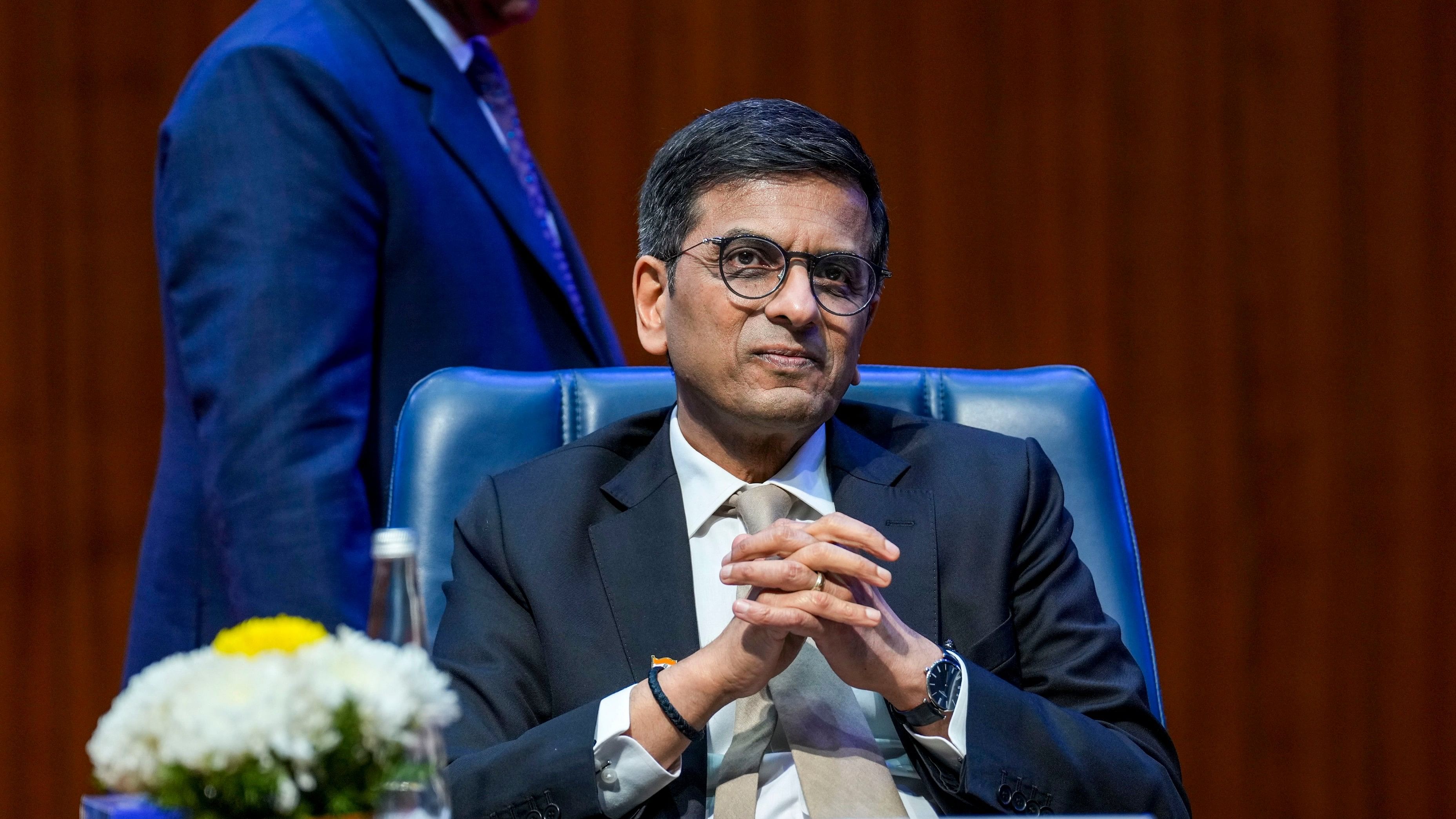 <div class="paragraphs"><p>Chief Justice of India DY Chandrachud during a felicitation function organised by the Supreme Court Bar Association (SCBA) in honour of four new Supreme Court judges, in New Delhi, Wednesday, February 28, 2024. </p></div>