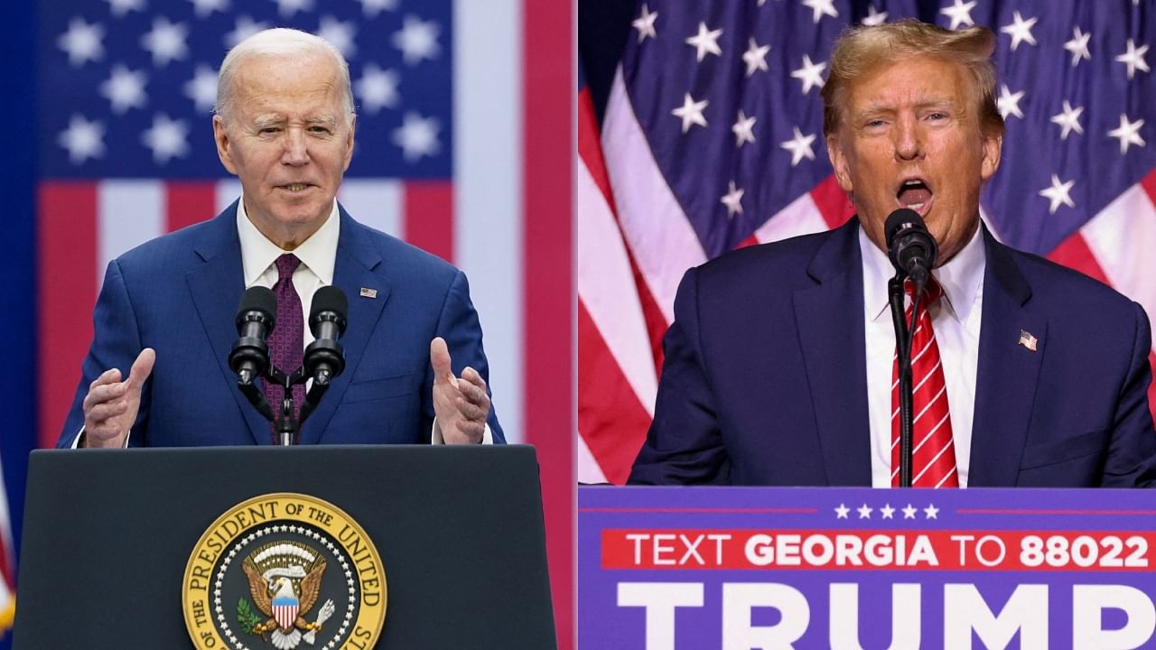 <div class="paragraphs"><p>(L to R) File pictures of US President Joe Biden; Former US President Donald Trump</p></div>