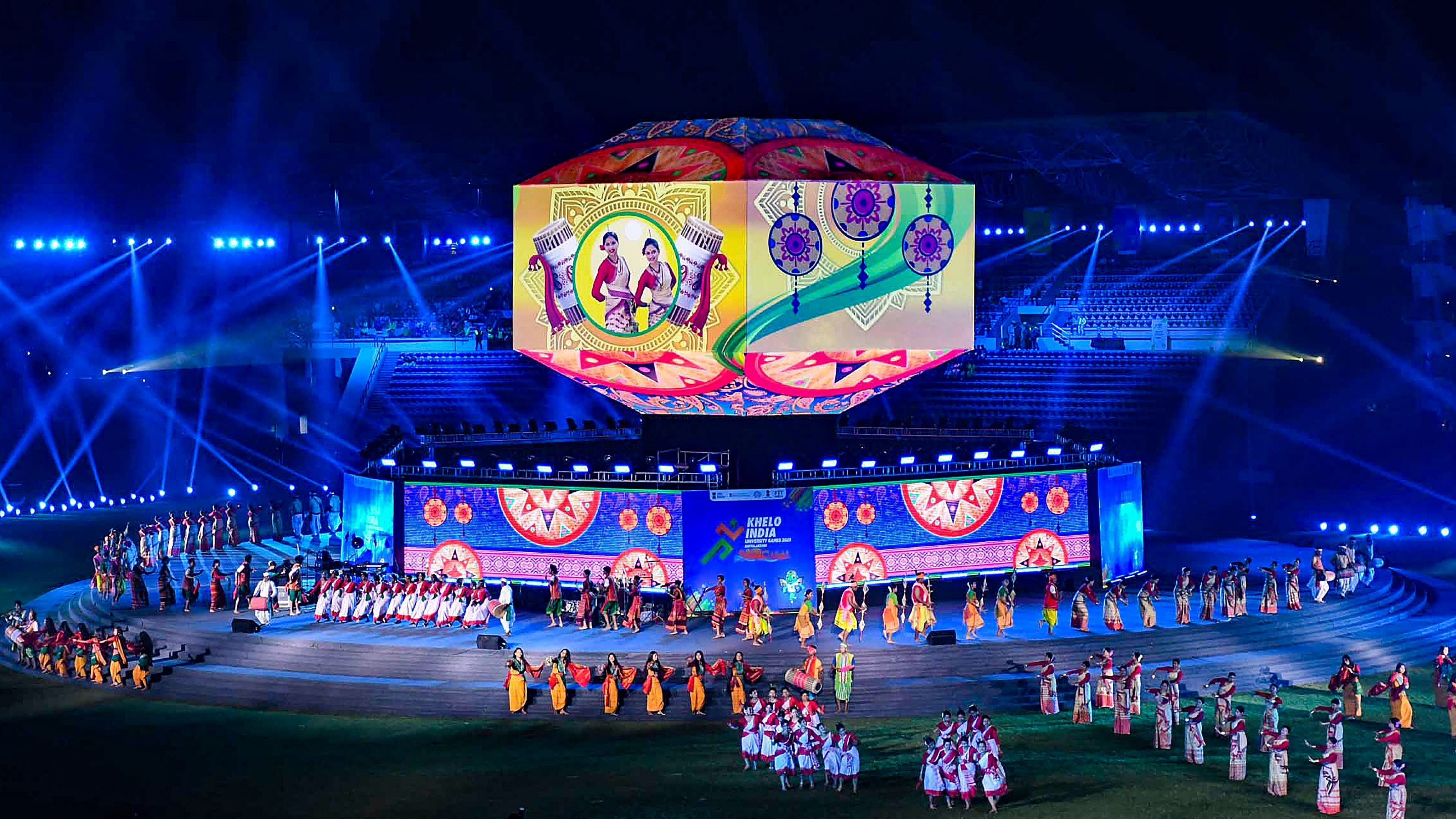 <div class="paragraphs"><p>File photo of artists performing during the opening ceremony of the 4th edition of the Khelo India University Games in Guwahati on February 2024. </p></div>