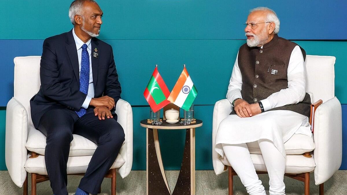 <div class="paragraphs"><p>A file image of PM Narendra Modi and&nbsp;Maldivian President Mohamed Muizzu.</p></div>