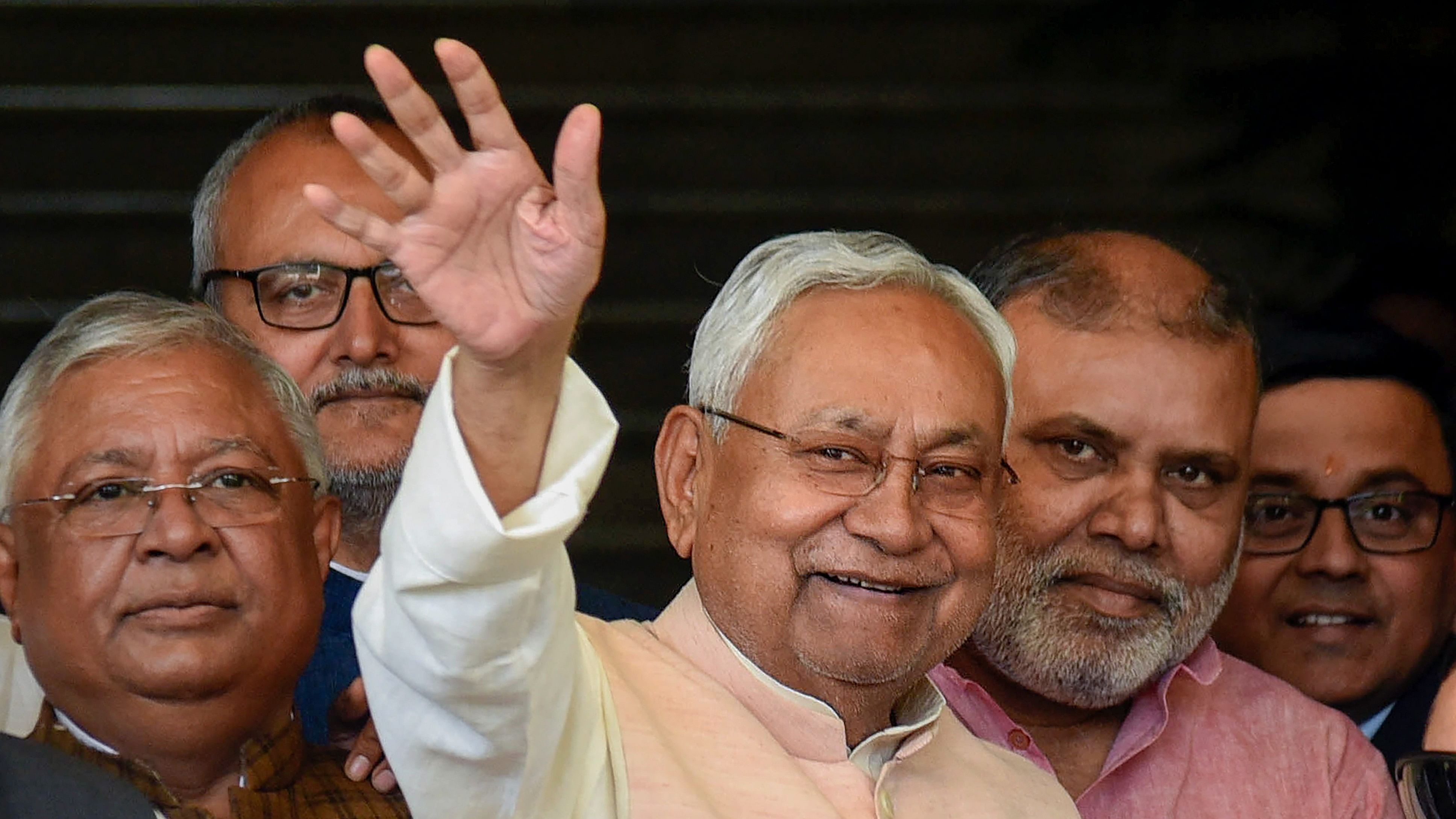 <div class="paragraphs"><p>Bihar Chief Minister Nitish Kumar after filing his nomination papers for the MLC elections, in Patna.</p></div>