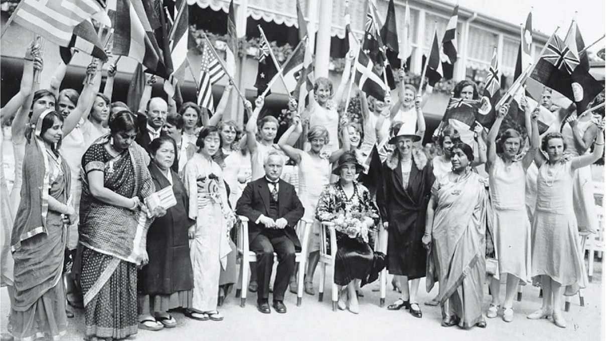 <div class="paragraphs"><p>Delegates to the gathering of the International Alliance of Women in Berlin in 1929. Kamaladevi is in the front row, second from the left.  </p></div>