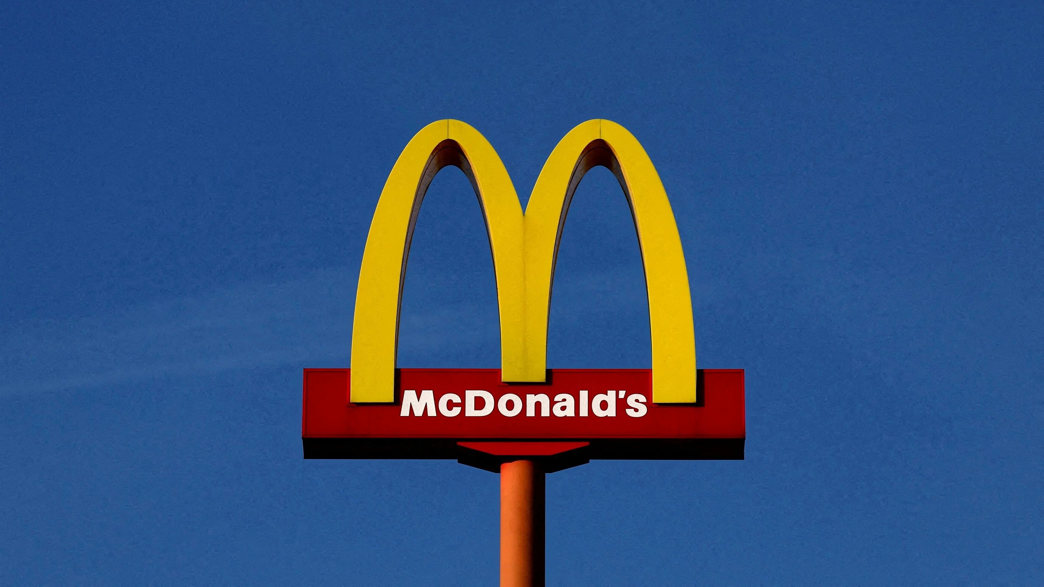 <div class="paragraphs"><p>A sign for the U.S. fast food restaurant chain McDonald's is seen outside one of their restaurants.&nbsp;</p></div>