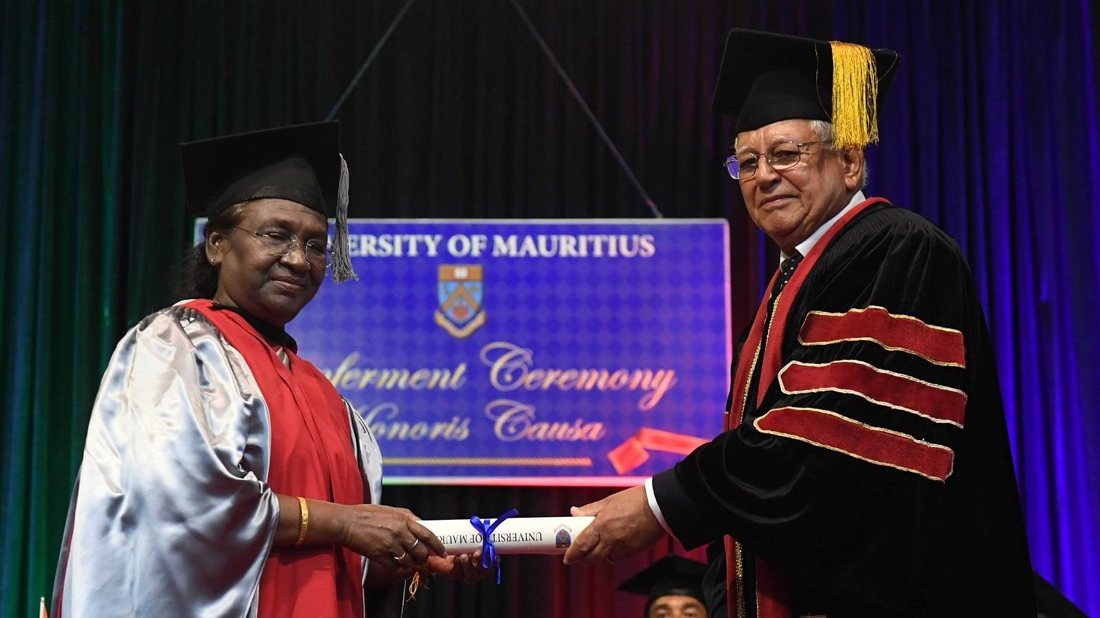 <div class="paragraphs"><p>President Droupadi Murmu was conferred with the honorary degree of Doctor of Civil Law by the University of Mauritius.</p></div>