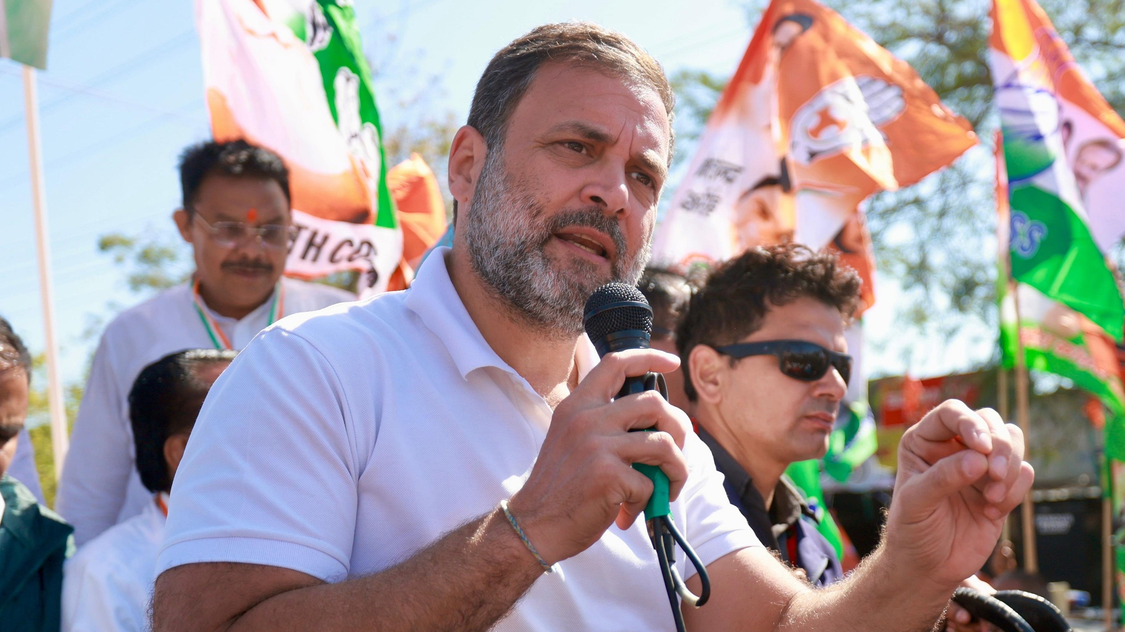 <div class="paragraphs"><p>Congress MP Rahul Gandhi interacting with people during Bharat Jodo Nyay Yatra in Madhya Pradesh on Tuesday, March 5, 2024.</p></div>