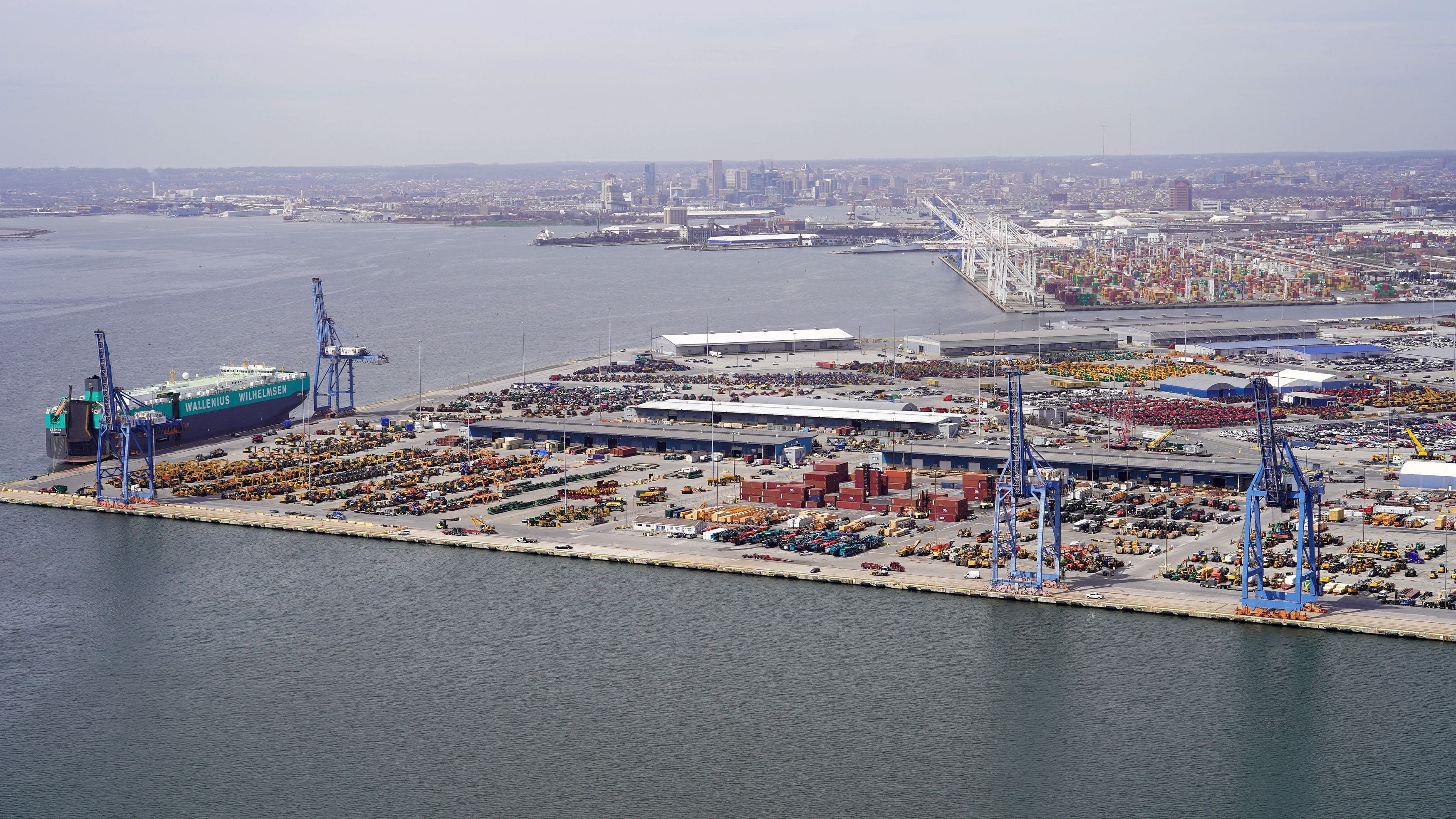 <div class="paragraphs"><p>Aerial view of the a container yard at the Port of Baltimore, after the Dali cargo vessel crashed into the Francis Scott Key Bridge, causing it to collapse in Baltimore, Maryland, US, March 26, 2024. </p></div>