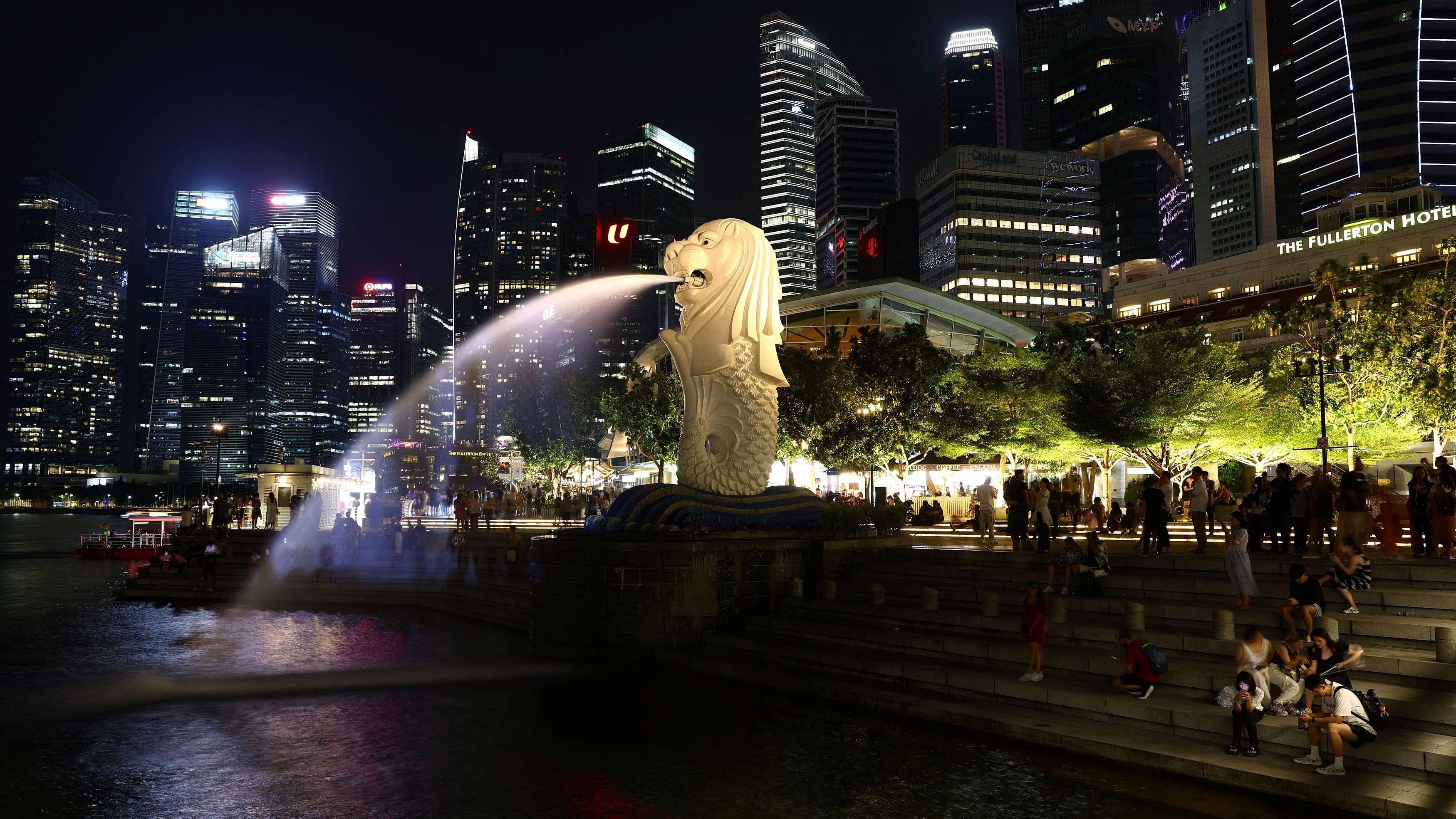 <div class="paragraphs"><p>A view of the Merlion Park before lights were switched off in the central business district for Earth Hour in Singapore March 23, 2024.</p></div>