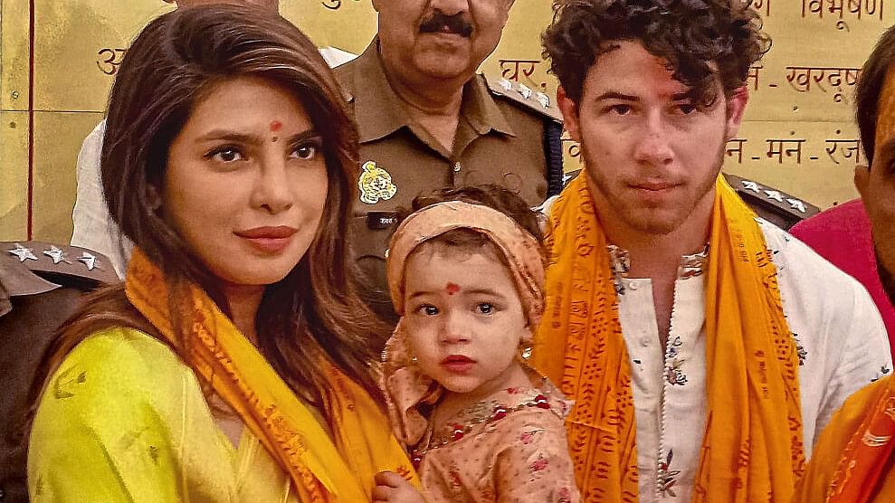 <div class="paragraphs"><p>Actor Priyanka Chopra with her husband American songwriter, singer and actor Nick Jonas and daughter visits the Ram Temple, in Ayodhya, Wednesday, March 20, 2024.</p></div>