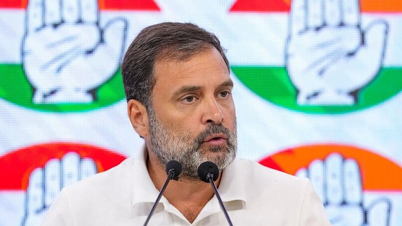 <div class="paragraphs"><p>Congress leader Rahul Gandhi briefs the media, at AICC headquarters, in New Delhi, Thursday, March 21, 2024.</p></div>