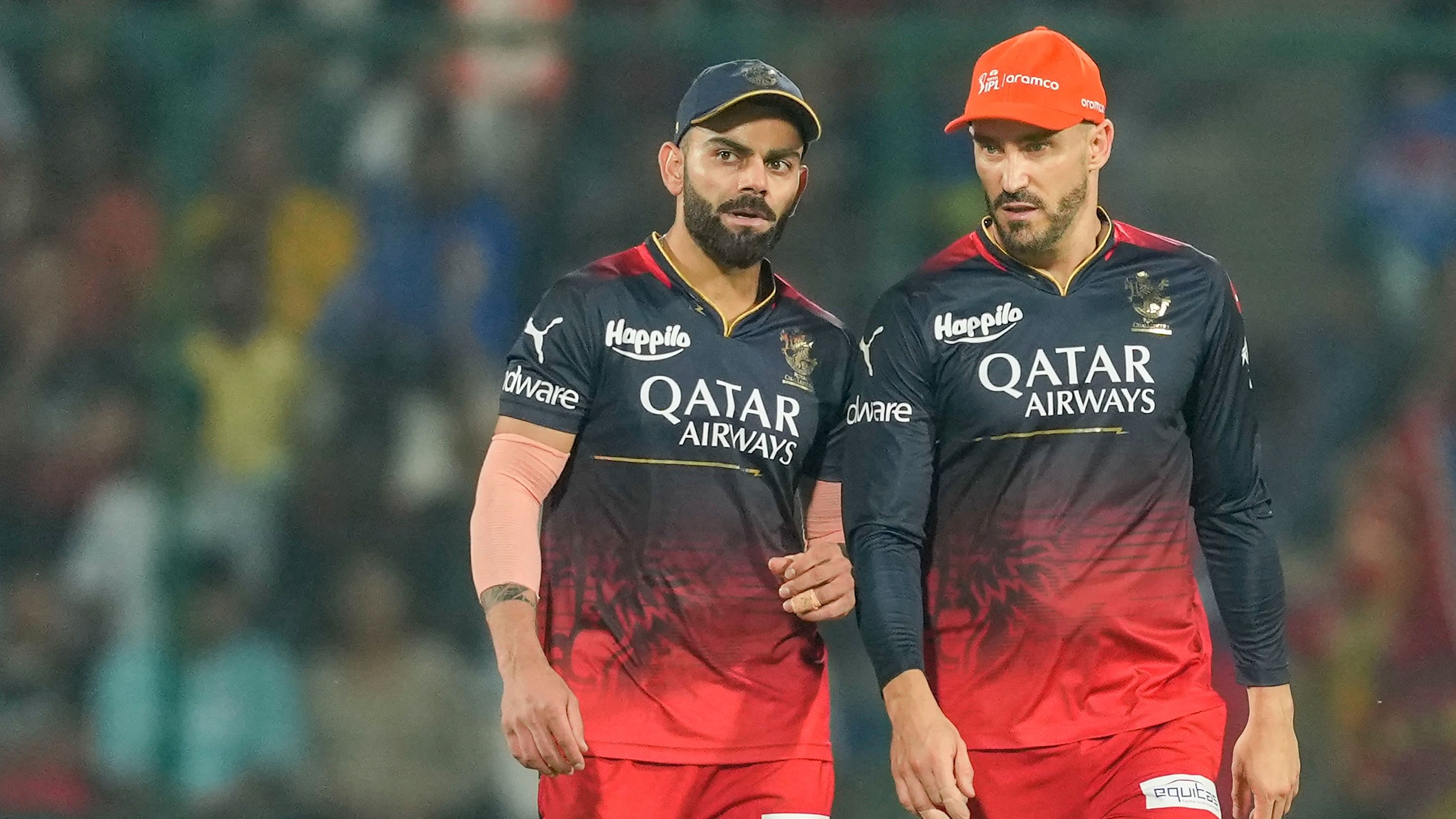 <div class="paragraphs"><p>File photo of Royal Challengers Bangalore players Virat Kohli and Faf du Plessis during the IPL 2023</p></div>