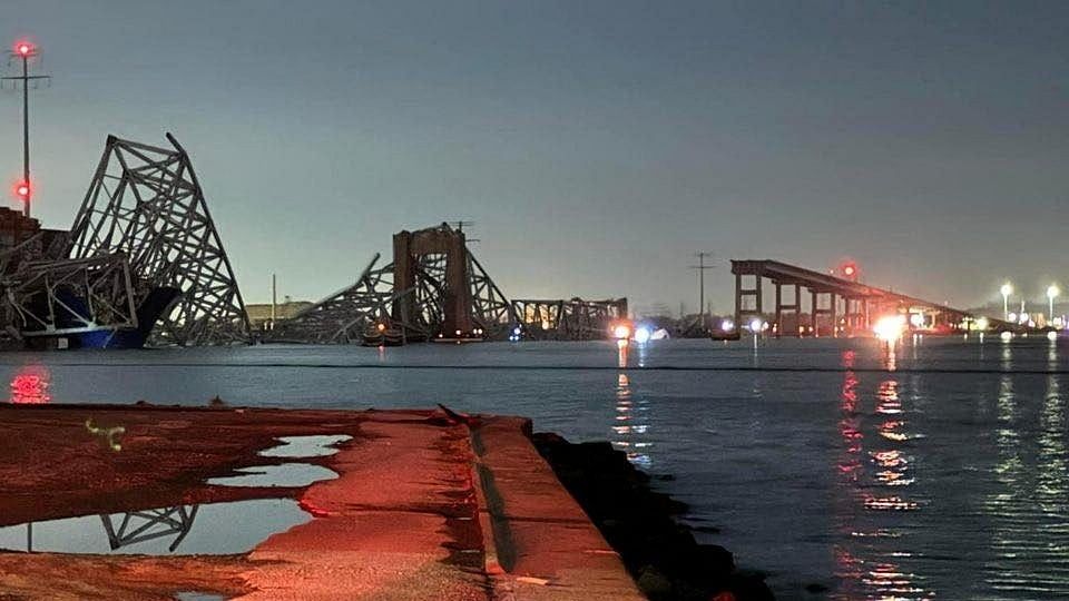 <div class="paragraphs"><p>A view of the Francis Scott Key Bridge after it collapsed, in Baltimore, Maryland, US, in this picture released on March 26, 2024.</p></div>