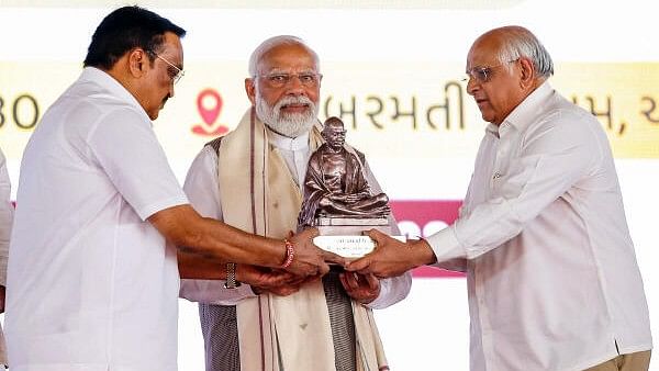 <div class="paragraphs"><p>Prime Minister Narendra Modi during the inauguration of the re-developed Kochrab Ashram and launches the master plan of the Gandhi Ashram Memorial, at Sabarmati Ashram, in Ahmedabad, Tuesday, March 12, 2024.</p></div>