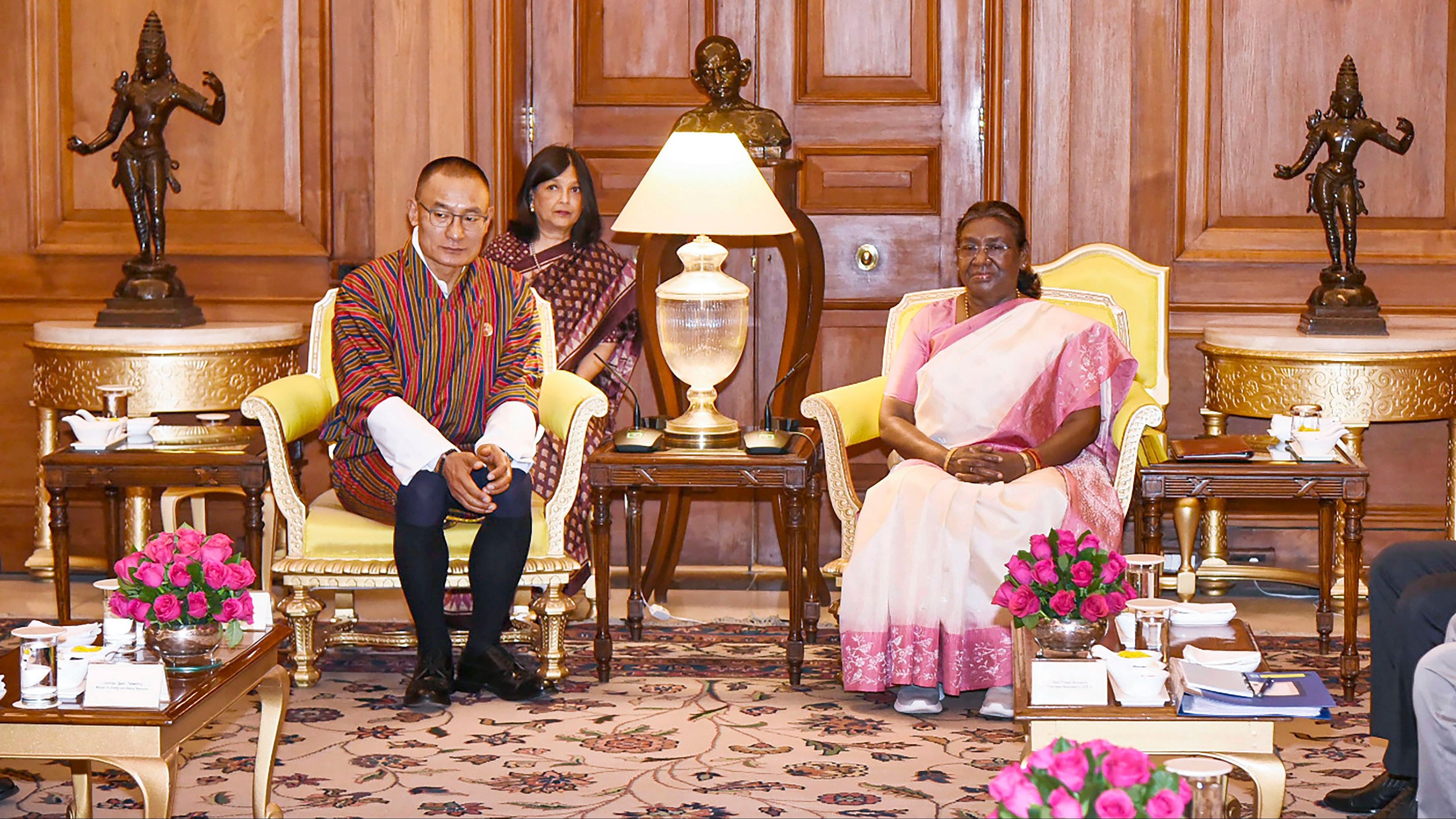 <div class="paragraphs"><p>President Droupadi Murmu meets with Prime Minister of Bhutan Dasho Tshering Tobgay, in New Delhi, Friday, March 15, 2024. </p></div>