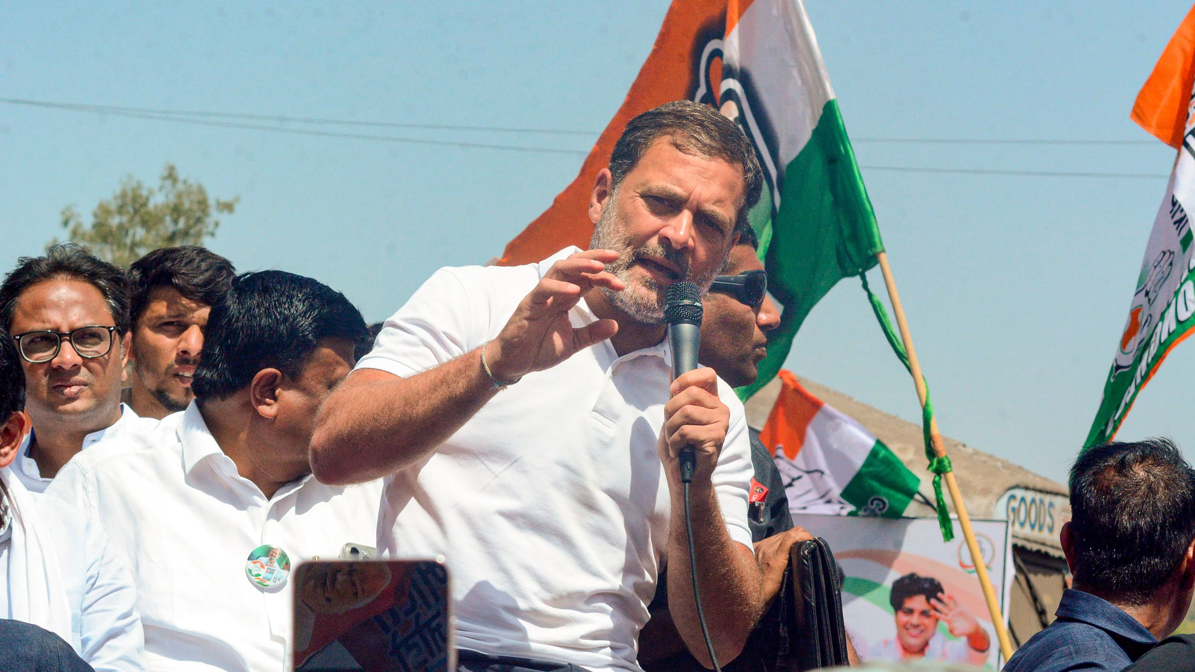 <div class="paragraphs"><p>Congress leader Rahul Gandhi interacts with supporters during the Bharat Jodo Nyay Yatra, in Palghar district, Friday, March 15, 2024. </p></div>