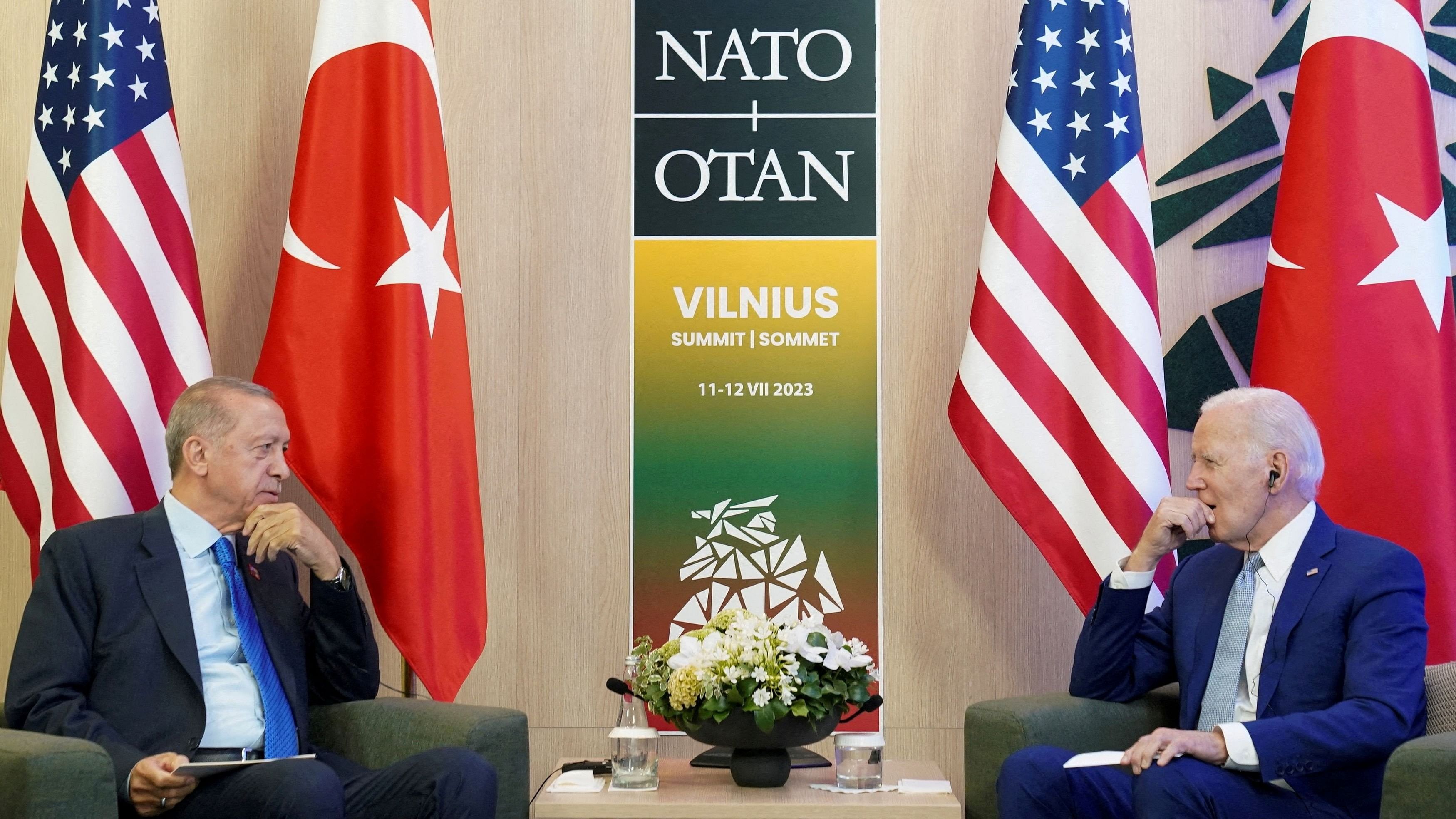 <div class="paragraphs"><p>File Photos: US President Joe Biden meets with Turkish President Tayyip Erdogan at the NATO summit in Vilnius, Lithuania, July 11, 2023. </p></div>