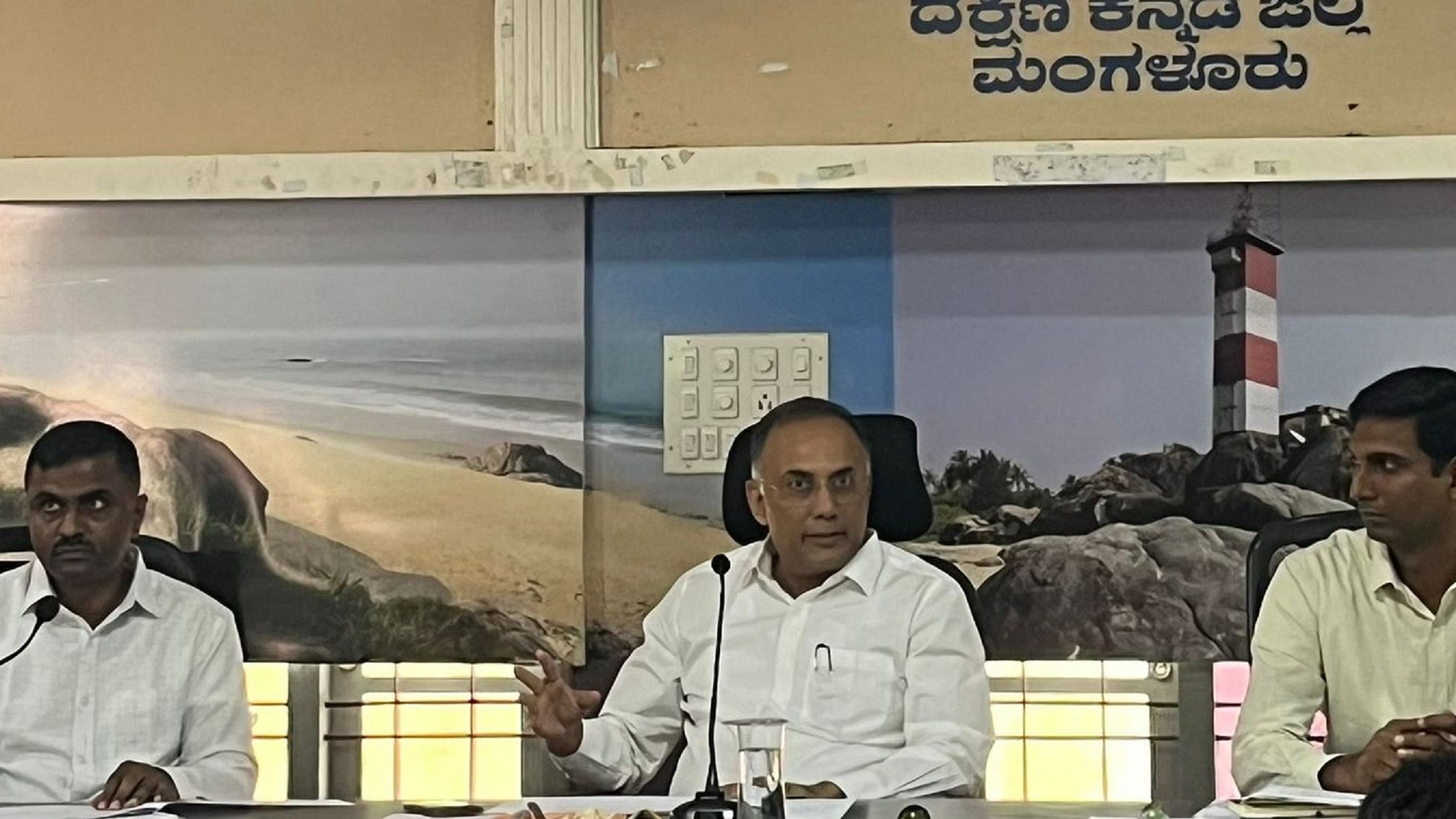 <div class="paragraphs"><p>District-in-Charge Minister Dinesh Gundu Rao speaks during a meeting at the DC's office in Mangaluru on Saturday. </p></div>