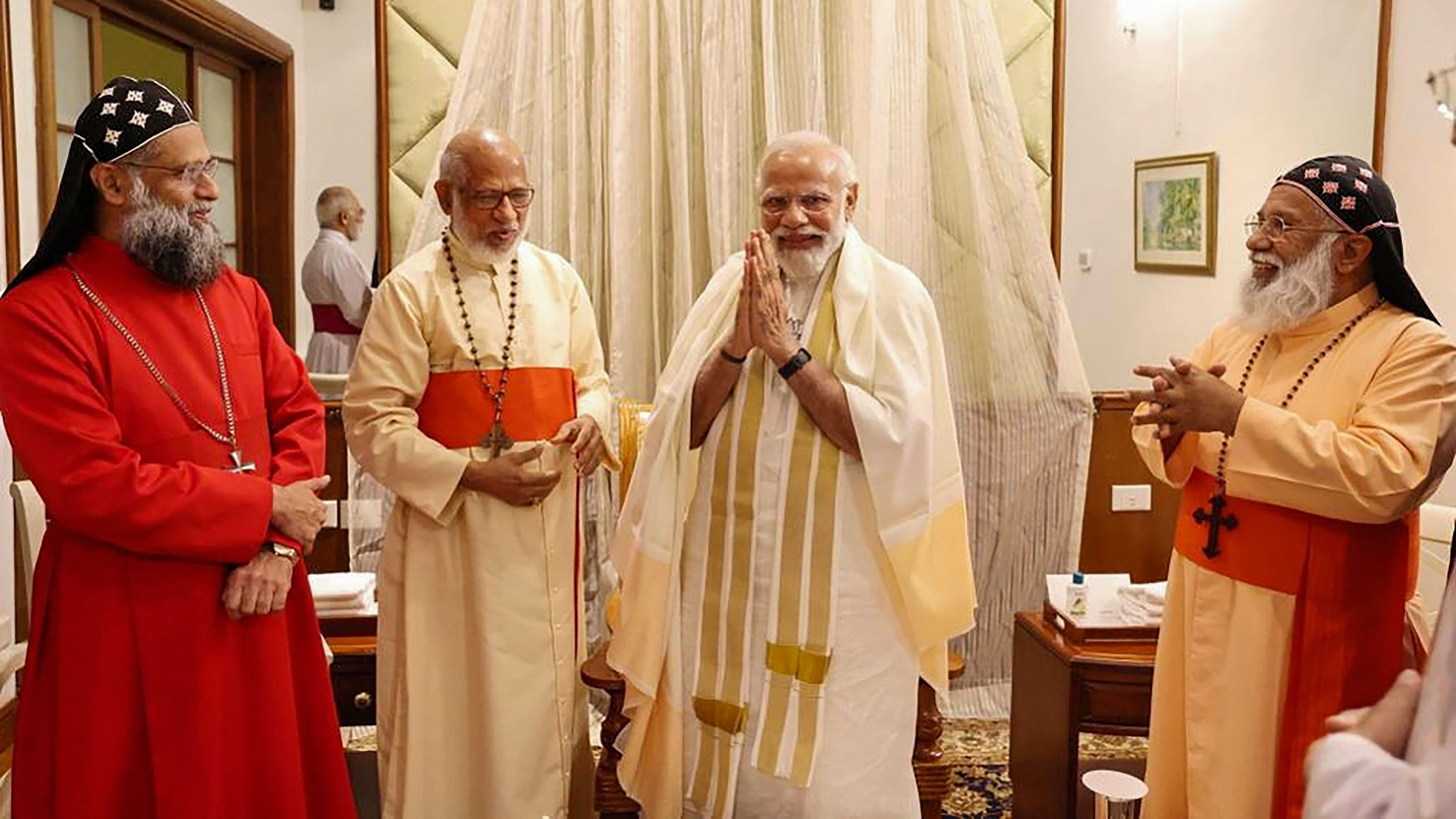 <div class="paragraphs"><p>A file photo of Prime Minister Narendra Modi meeting the leaders of various Christian organisations, at Taj Malabar Hotel, in Kochi, in 2023</p></div>
