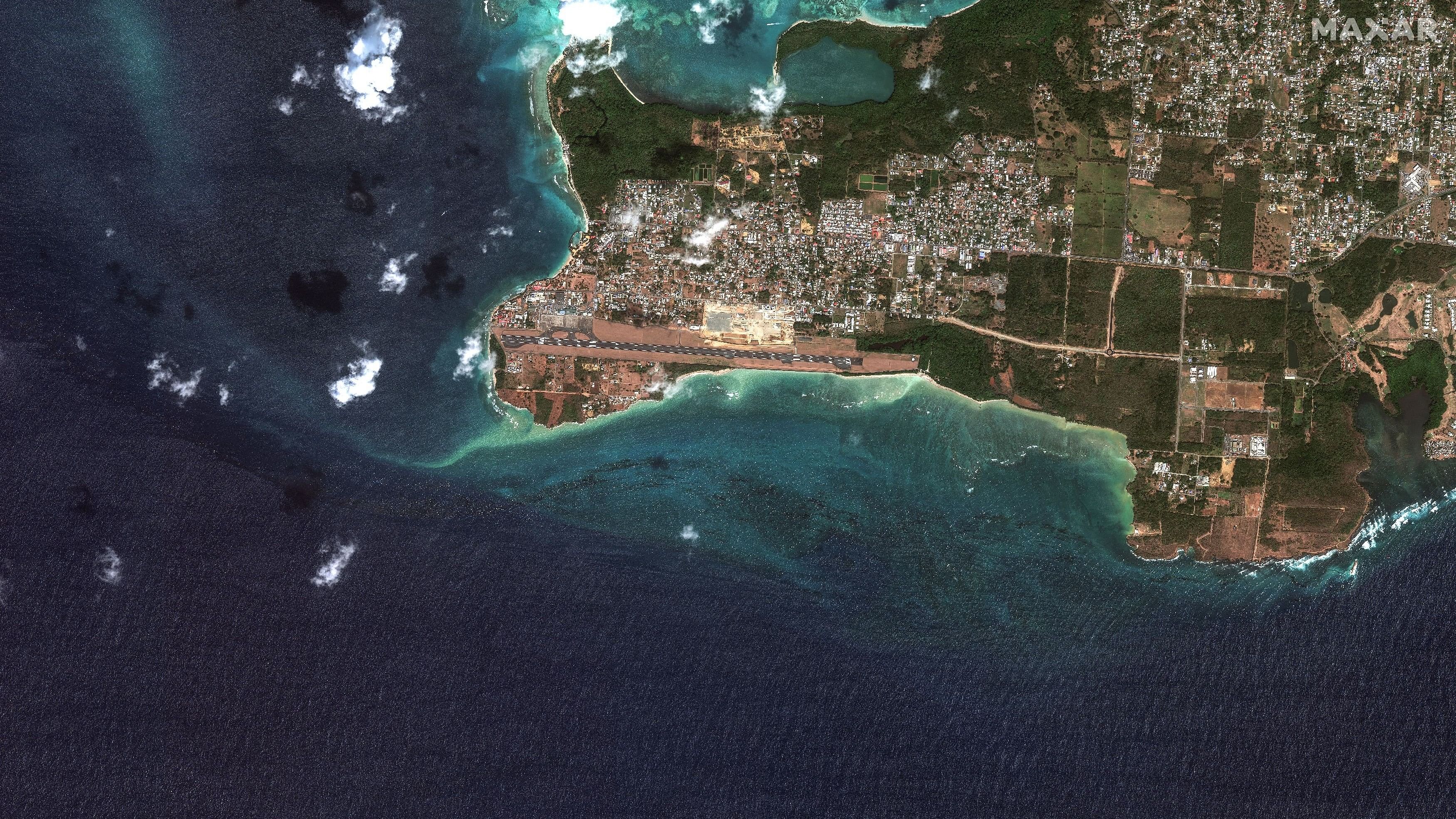 <div class="paragraphs"><p>In this file image a satellite image shows an overview of an oil spill from a capsized barge off the shore of Tobago Island.</p></div>