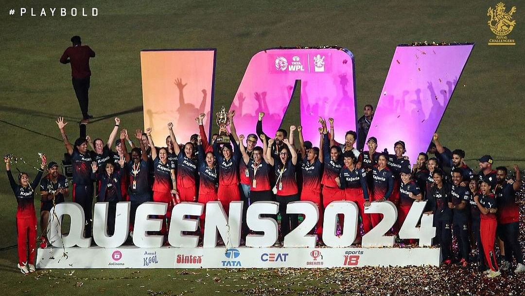 <div class="paragraphs"><p>Royal Challengers Bangalore (RCB) players celebrate after winning the WPL-T20 maiden title.</p></div>