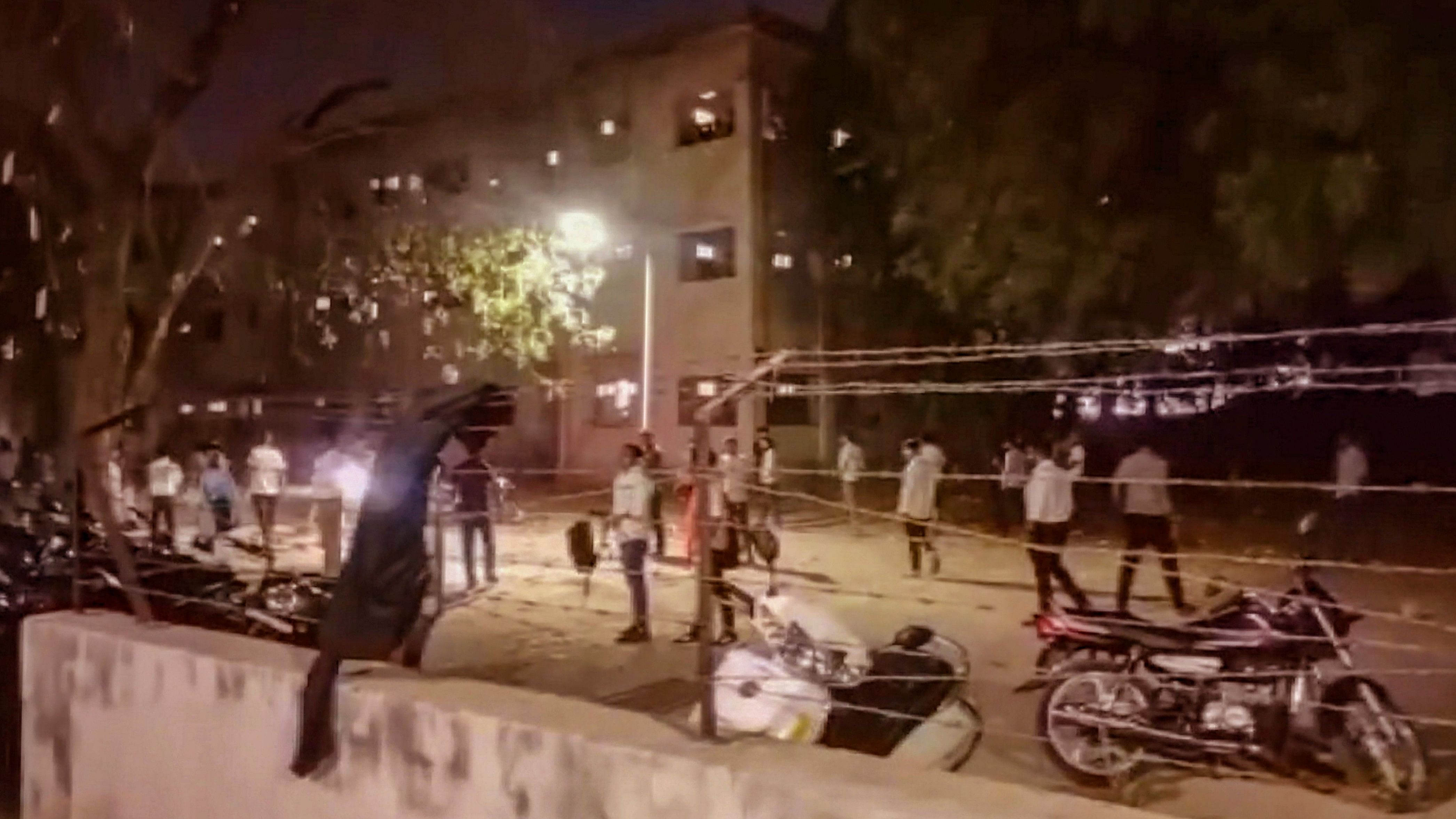 <div class="paragraphs"><p>The scene at the Gujarat University hostel right after the international students were assaulted, allegedly over the issue of offering namaz inside the hostel campus, in Ahmedabad, on March 16, 2024. </p></div>