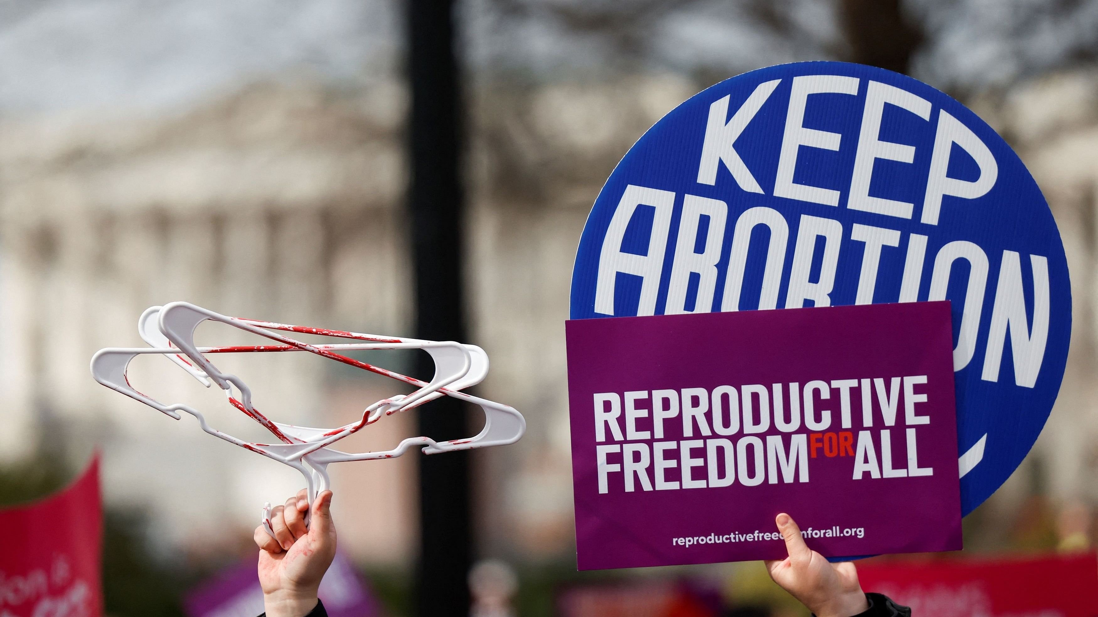 <div class="paragraphs"><p>Demonstrators for abortion rights take part in a protest outside the U.S. Supreme Court as justices hear oral arguments in a bid by President Joe Biden's administration to preserve broad access to the abortion pill, in Washington, U.S., March 26, 2024.</p></div>