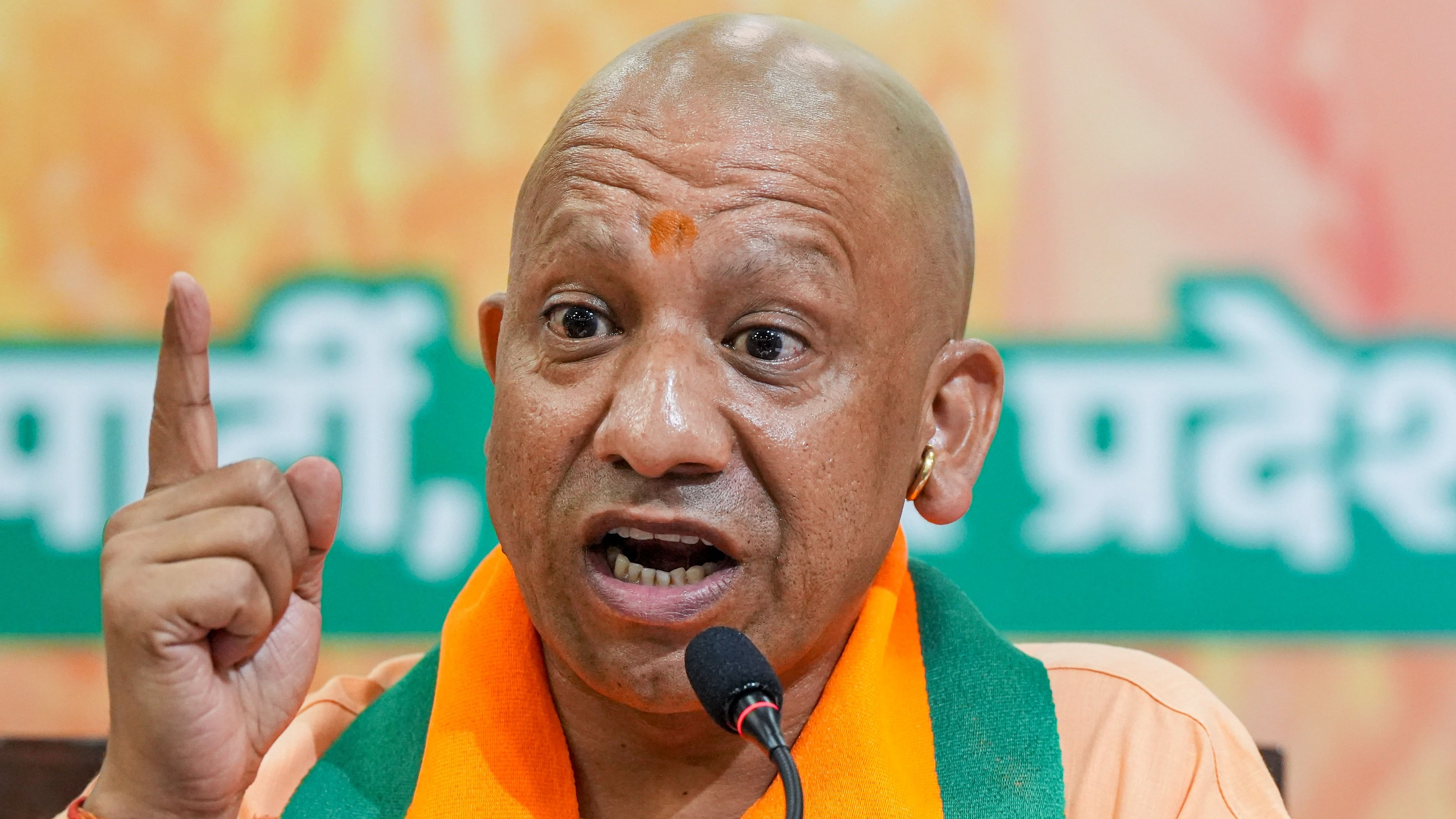 <div class="paragraphs"><p>Uttar Pradesh Chief Minister Yogi Adityanath addresses a press conference at BJP headquarters, in Lucknow, on Wednesday.</p></div>