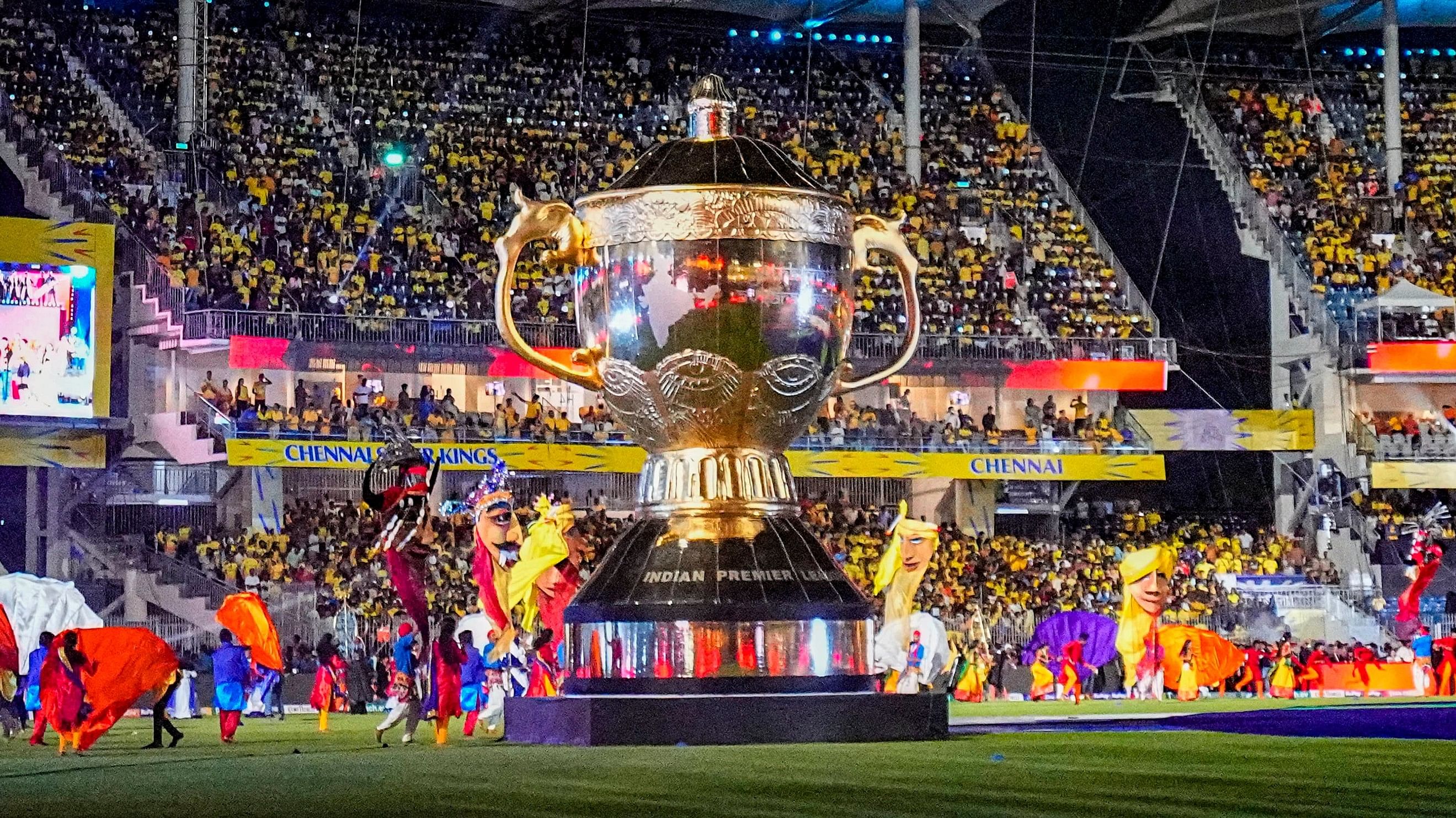 <div class="paragraphs"><p>A file photo of the replica of the IPL trophy used during the opening ceremony of Indian Premier League 2024.</p></div>