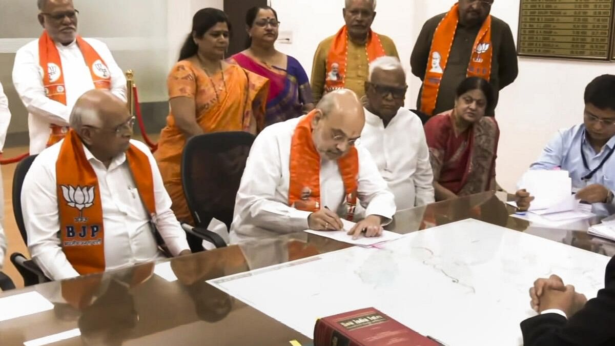 <div class="paragraphs"><p>Union Home Minister and BJP candidate Amit Shah files his nomination papers for the Lok Sabha elections, in Gandhinagar.&nbsp;</p></div>