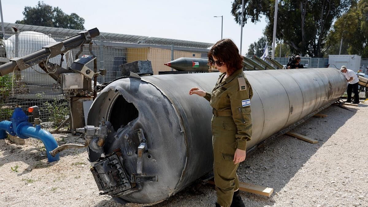 <div class="paragraphs"><p>Israel's military displays what they say is an Iranian ballistic missile which they retrieved from the Dead Sea after Iran launched drones and missiles towards Israel, at Julis military base, in southern Israel.</p></div>