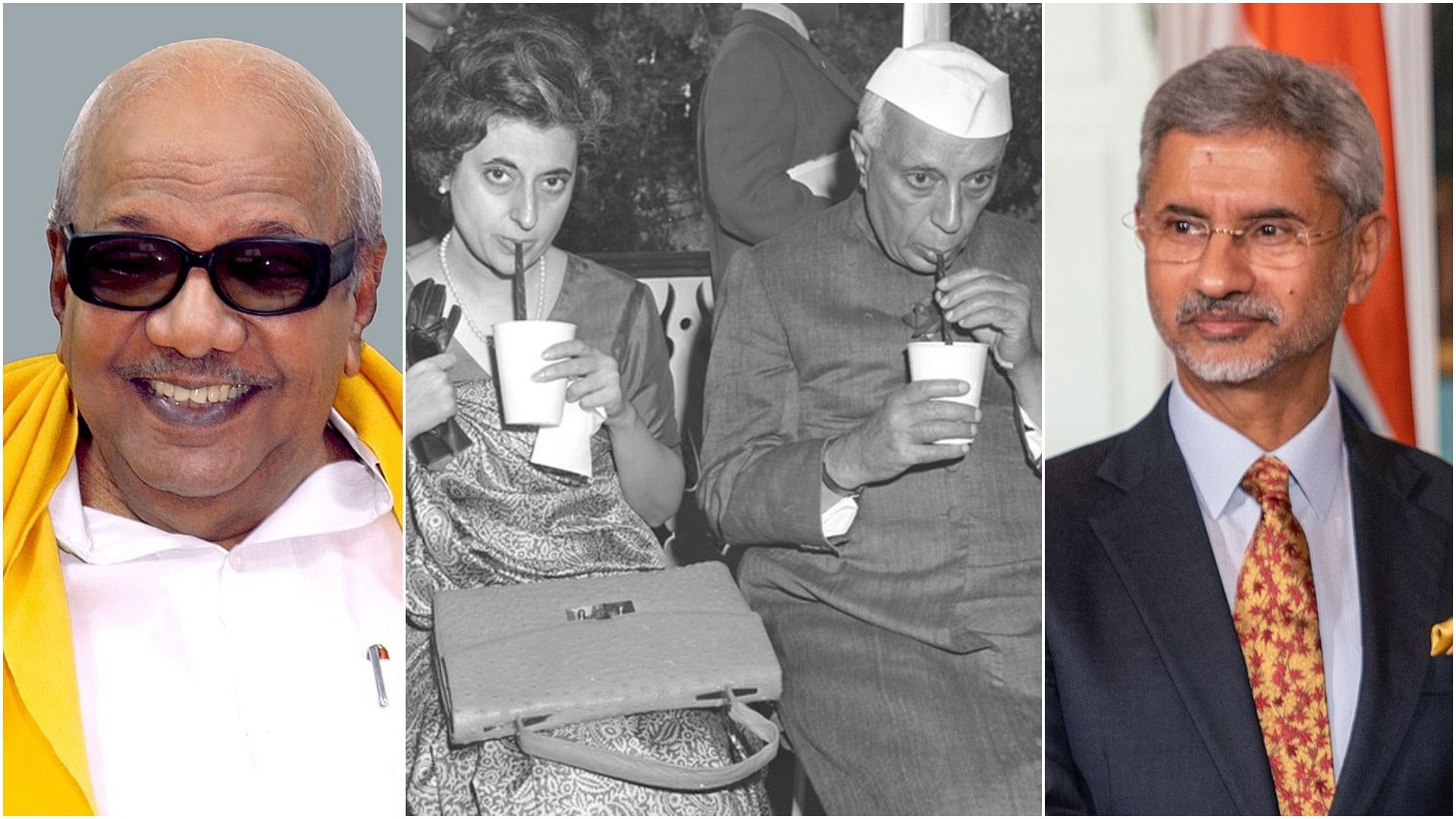 <div class="paragraphs"><p>M Karunanidi, Indira Gandhi, Jawaharlal Nehru and S Jaishankar.</p></div>