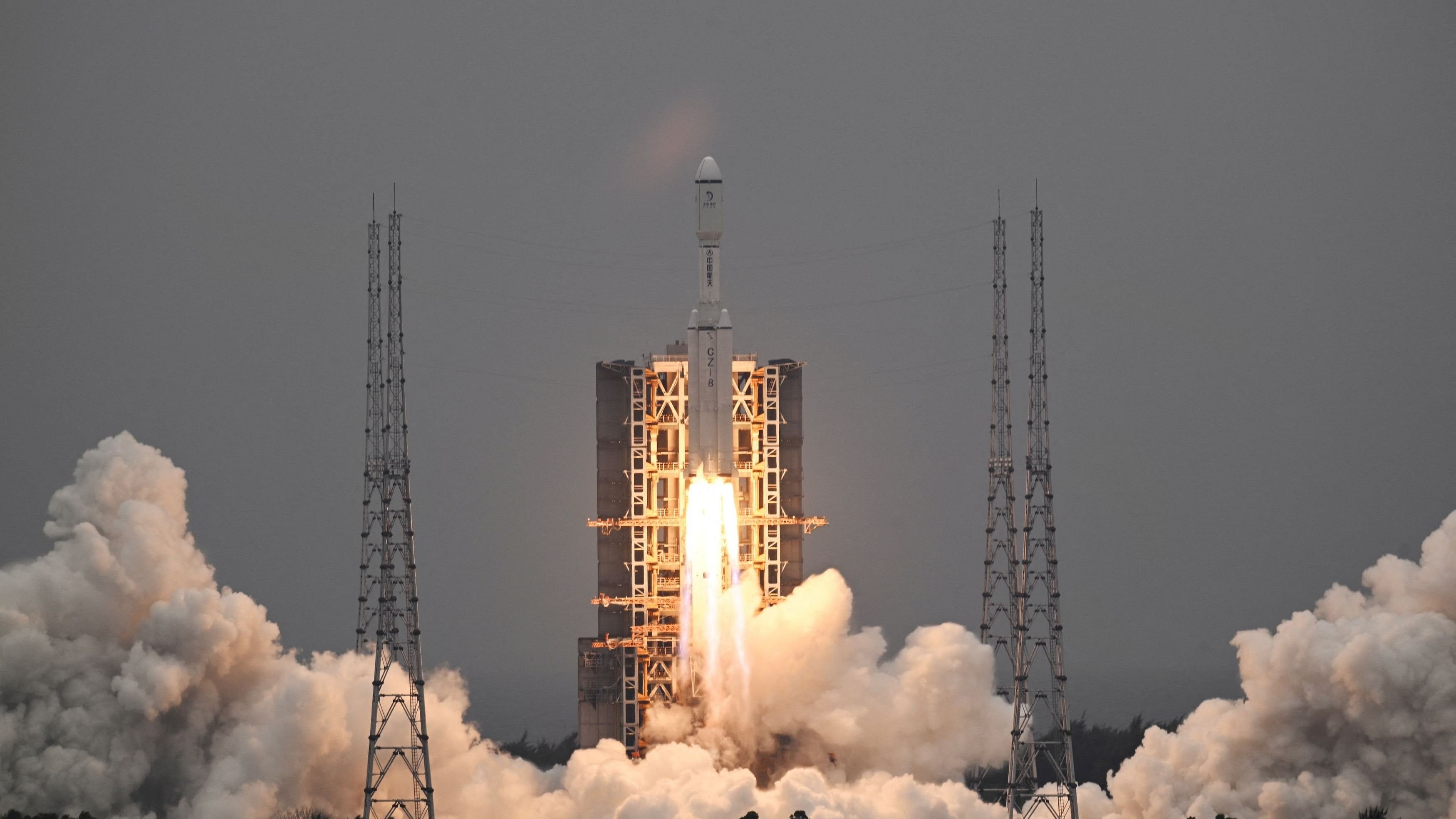 <div class="paragraphs"><p>A Long March-8 rocket, carrying the relay satellite Queqiao-2 for Earth-Moon communications, blasts off at the Wenchang Space Launch Center in Hainan province, China March 20, 2024.</p></div>