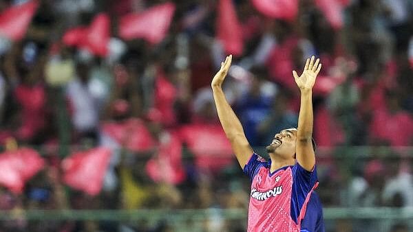 <div class="paragraphs"><p>Rajasthan Royals bowler Sandeep Sharma celebrate his 5 wickets during the Indian Premier League (IPL) 2024 cricket match between Rajasthan Royals and Mumbai Indians.</p></div>