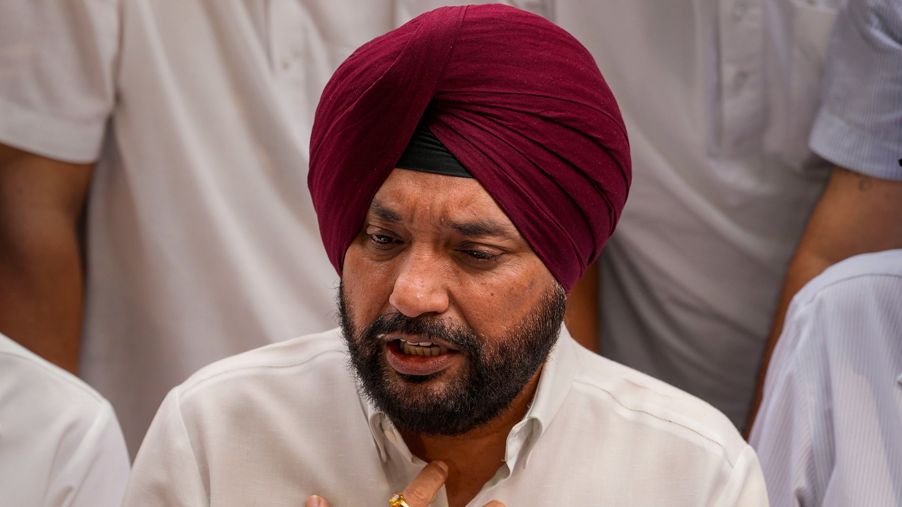 <div class="paragraphs"><p>Former Delhi Congress chief Arvinder Singh Lovely addresses a press conference, in New Delhi, on Sunday.</p></div>