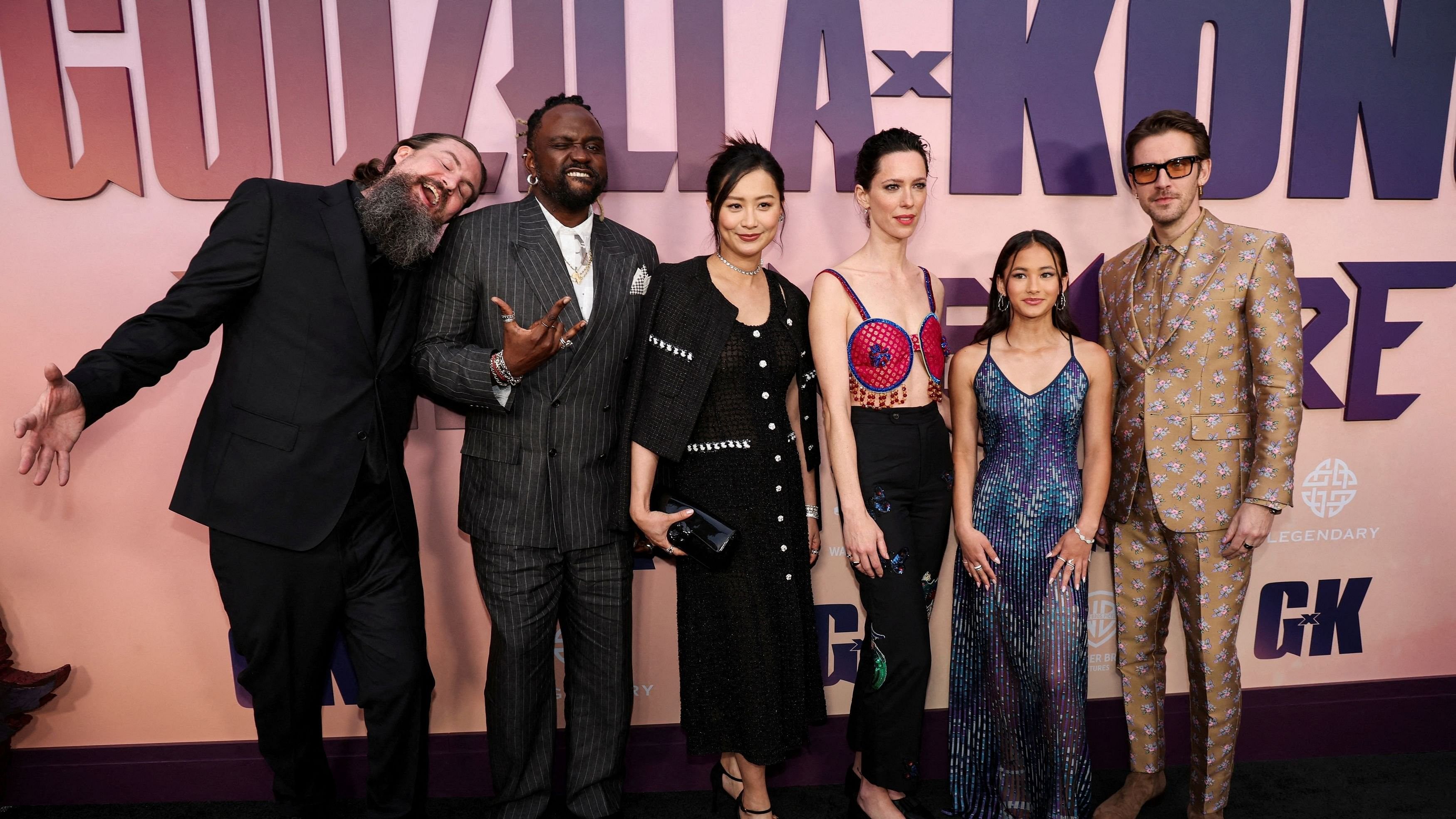 <div class="paragraphs"><p>Director Adam Wingard and cast members Brian Tyree Henry, Fala Chen, Rebecca Hall, Kaylee Hottle and Dan Stevens attend the world premiere of "Godzilla x Kong: The New Empire", in Los Angeles, California, March 25, 2024. </p></div>
