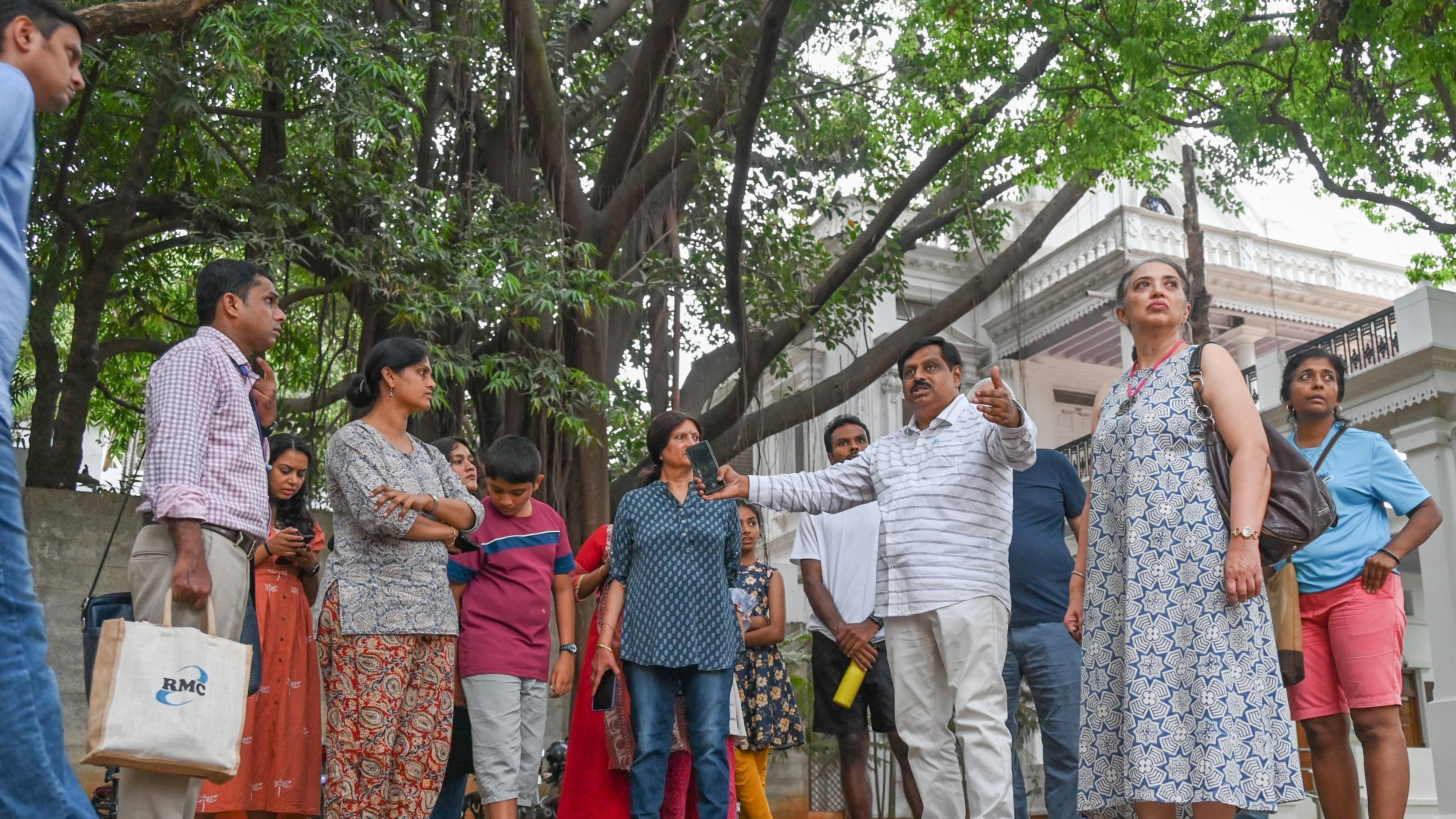 <div class="paragraphs"><p>B S Chandrashekhar, a scientist at the Institute of Wood Science and Technology, leads the tree walk in Bengaluru on Saturday.&nbsp;</p></div>