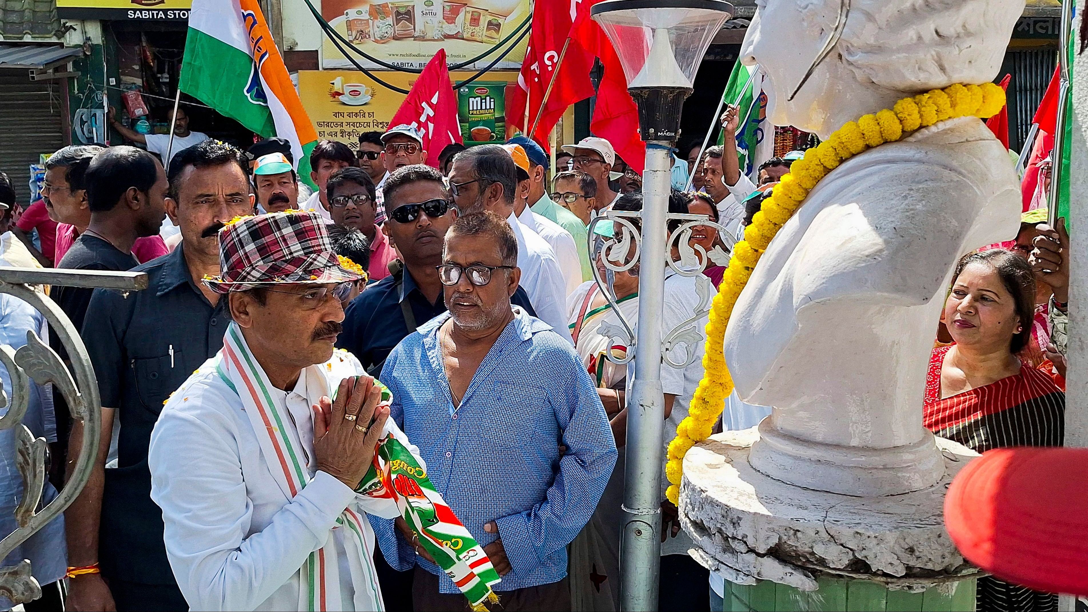 <div class="paragraphs"><p>Murshidabad: Congress candidate Adhir Ranjan Chowdhury during his campaign for Lok Sabha elections, at Baharampur in Murshidabad district, Monday, April 22, 2024. </p></div>