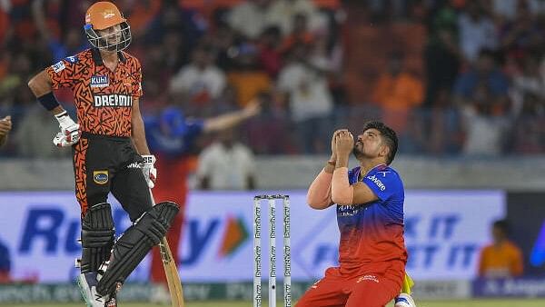 <div class="paragraphs"><p>Royal Challengers Bengaluru bowler Karn Sharma celebrates the wicket of Sunrisers Hyderabad batter Abdul Samad during the Indian Premier League (IPL) 2024 match between Sunrisers Hyderabad and Royal Challengers Bengaluru</p></div>