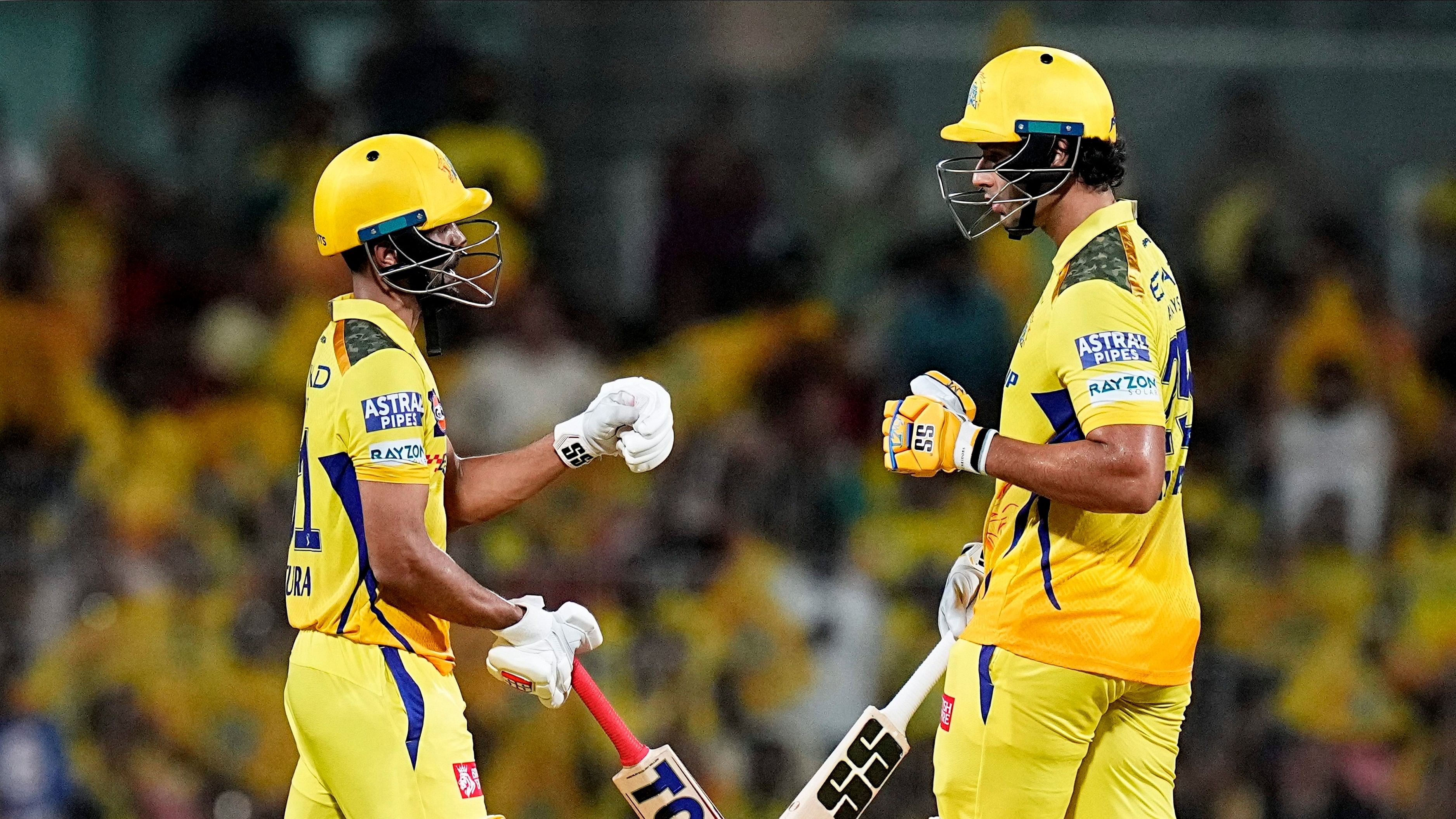 <div class="paragraphs"><p> Chennai Super Kings's batters Ruturaj Gaikwad and  Shivam Dube during the IPL 2024 cricket match between Chennai Super Kings and Sunrisers Hyderabad, at  MA Chidambaram Stadium, in Chennai, Sunday, April 28, 2024. </p></div>