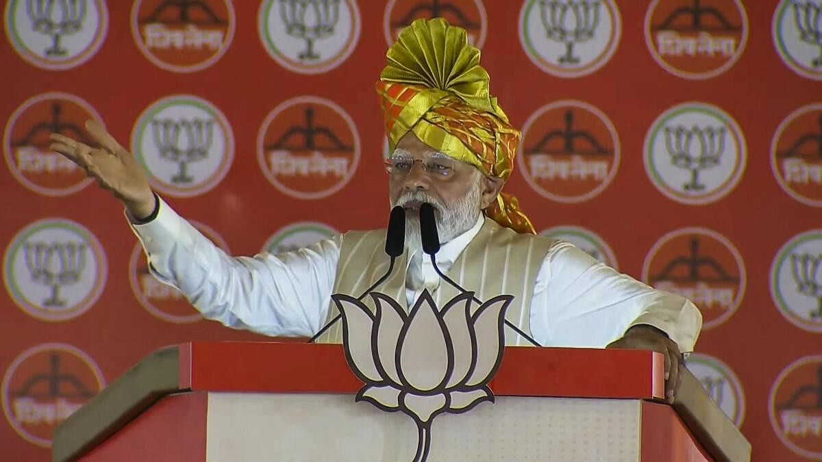 <div class="paragraphs"><p>Prime Minister Narendra Modi addresses a public meeting for Lok Sabha polls, in Kolhapur</p></div>