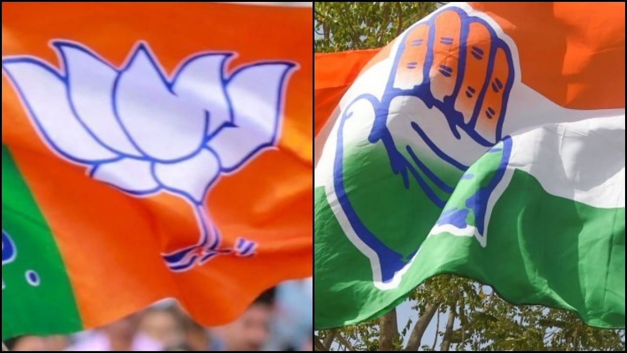<div class="paragraphs"><p>The BJP and Congress flags. </p></div>