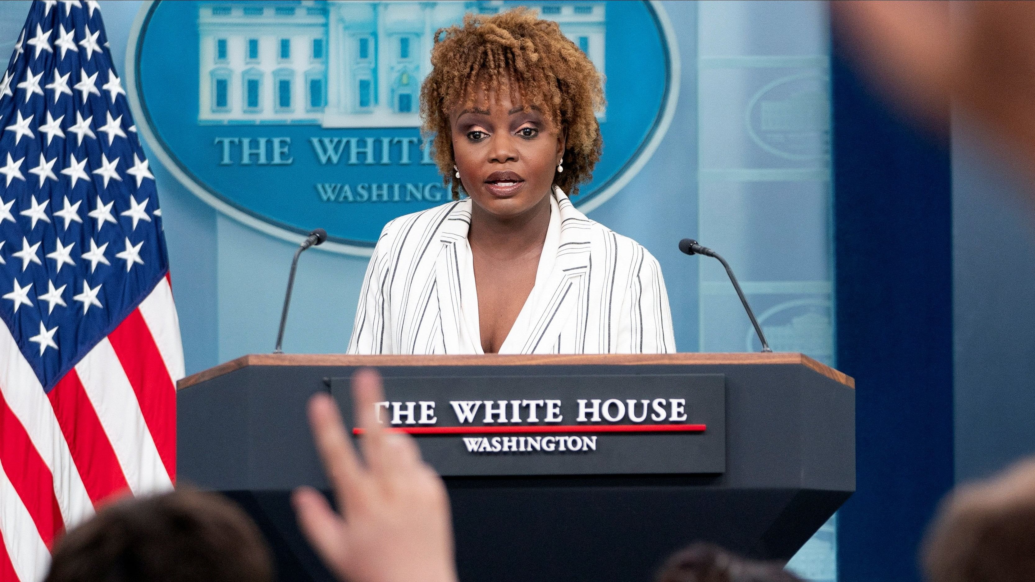 <div class="paragraphs"><p>White House Press Secretary Karine Jean-Pierre speaks during the daily briefing in the James S. Brady Press Briefing Room at the White House in Washington, US, April 29, 2024. </p></div>