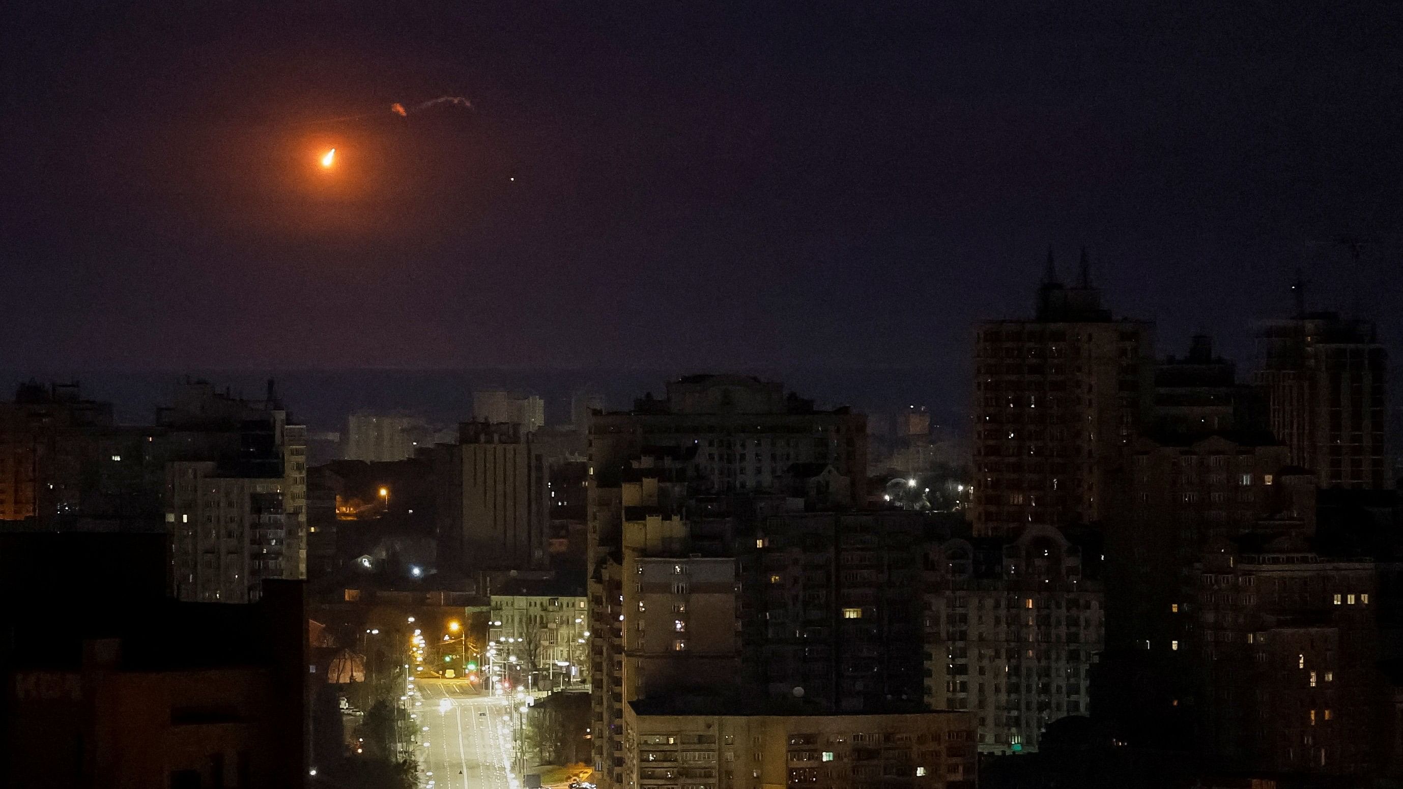 <div class="paragraphs"><p>An explosion of a drone is seen in the sky over the city during a Russian missile strike, amid Russia's attack on Ukraine, in Kyiv, Ukraine April 6, 2024.</p></div>