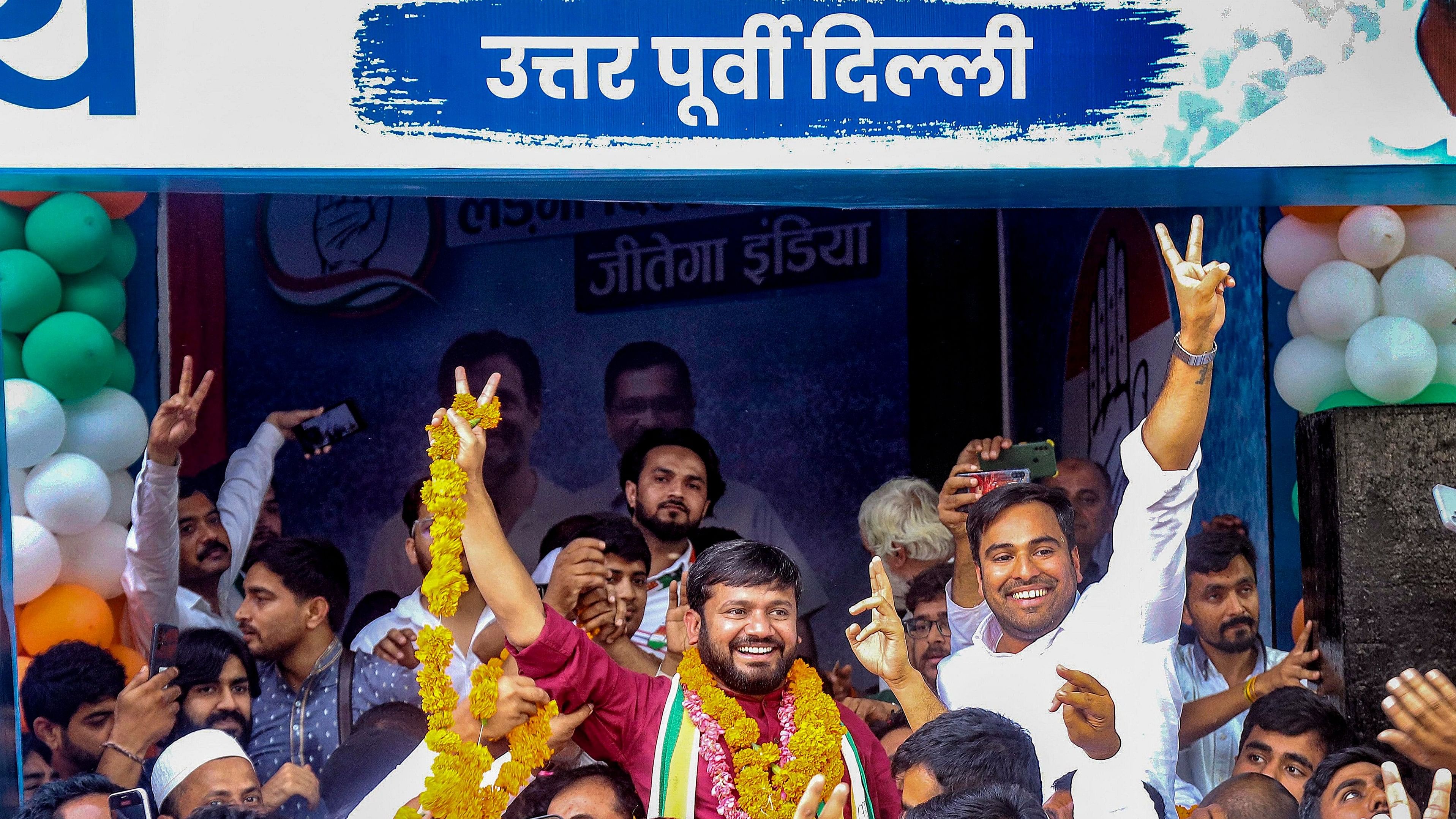 <div class="paragraphs"><p>Congress candidate Kanhaiya Kumar arrives for the inauguration of a party office, in New Delhi, Sunday, April 28, 2024. </p></div>